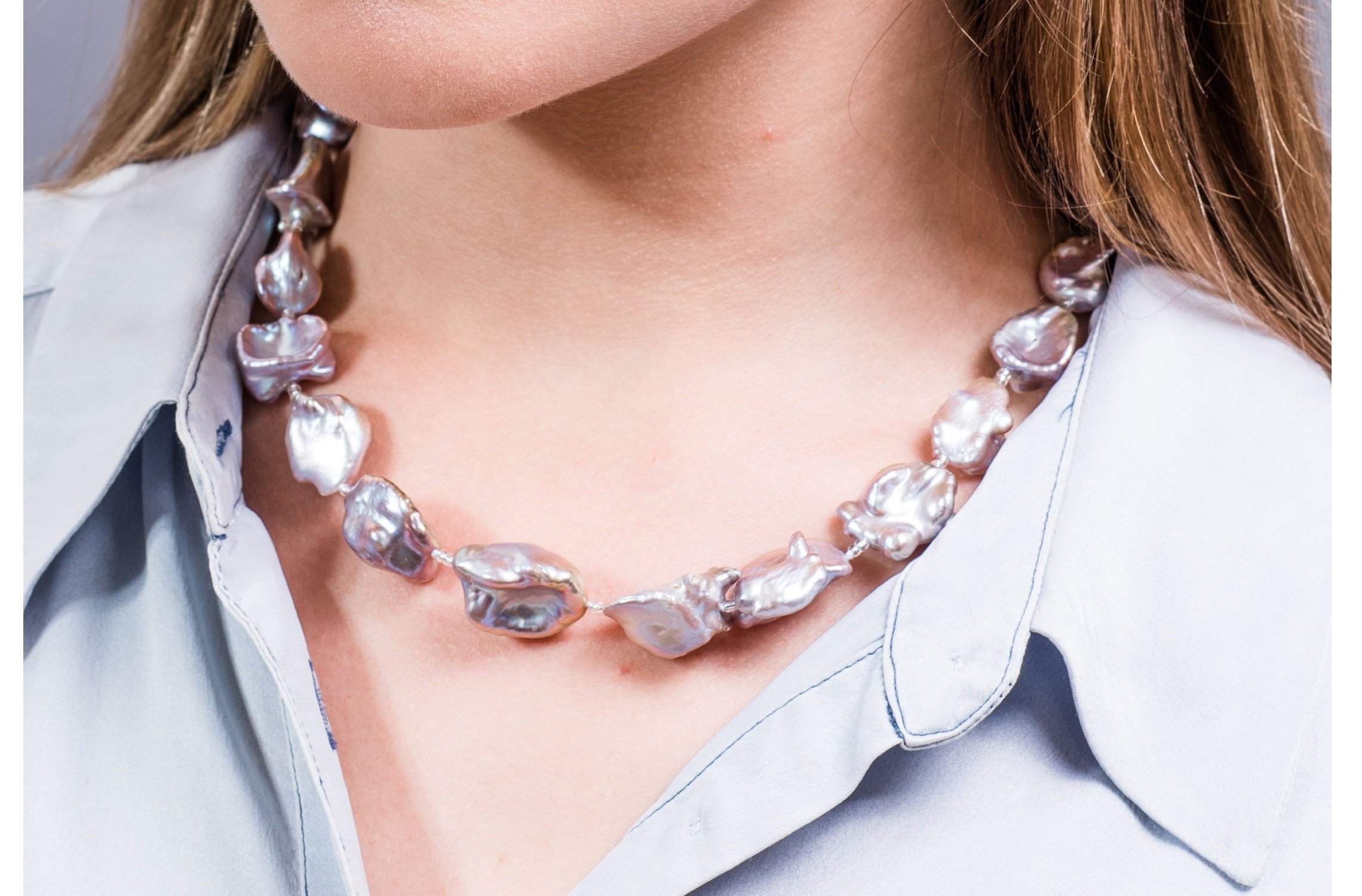 Purple Freshwater Keshi Pearl Necklace-Pearl Rack