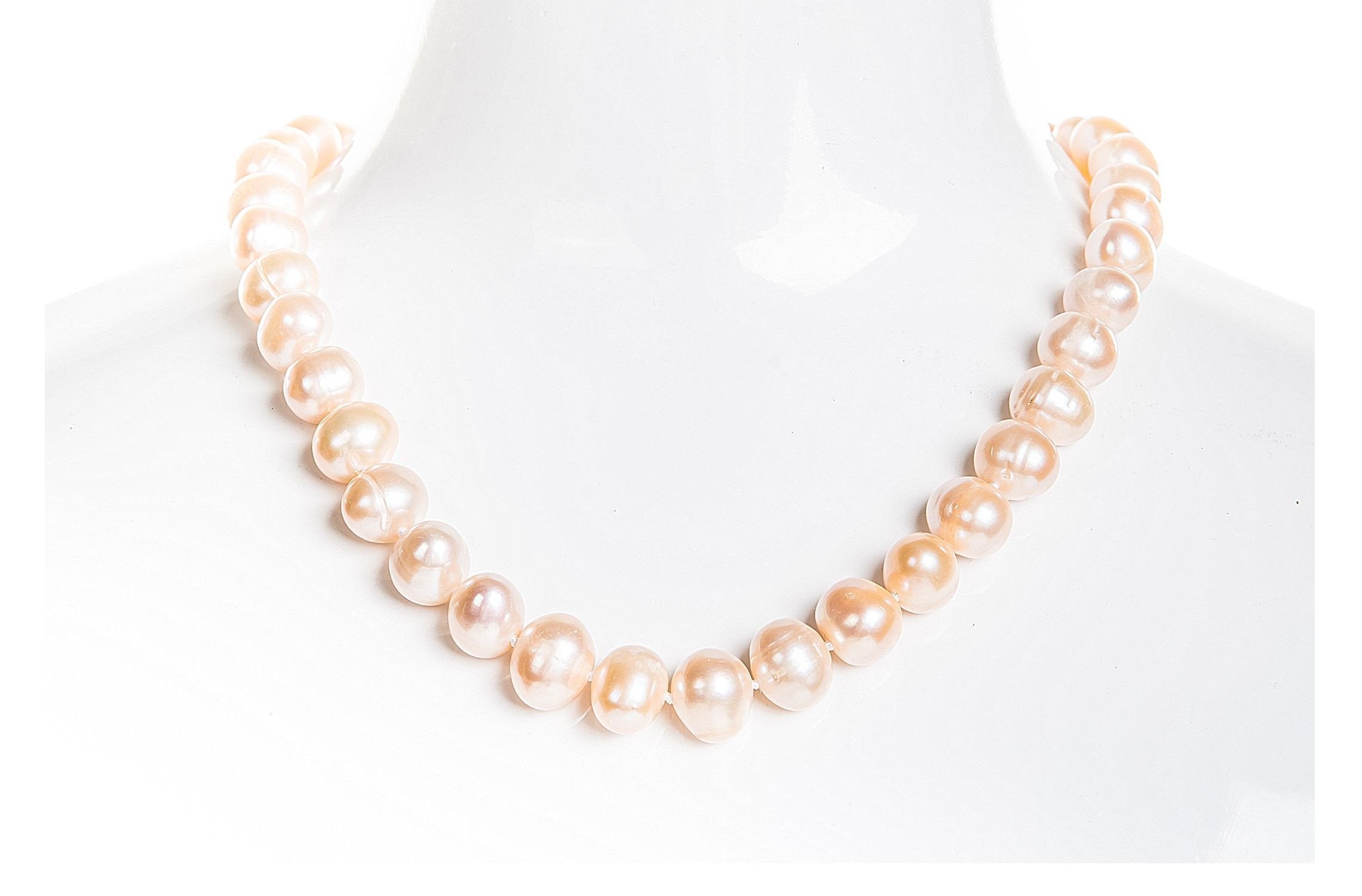 Single Strand Peach Freshwater Pearl Necklace 9-10mm-Pearl Rack