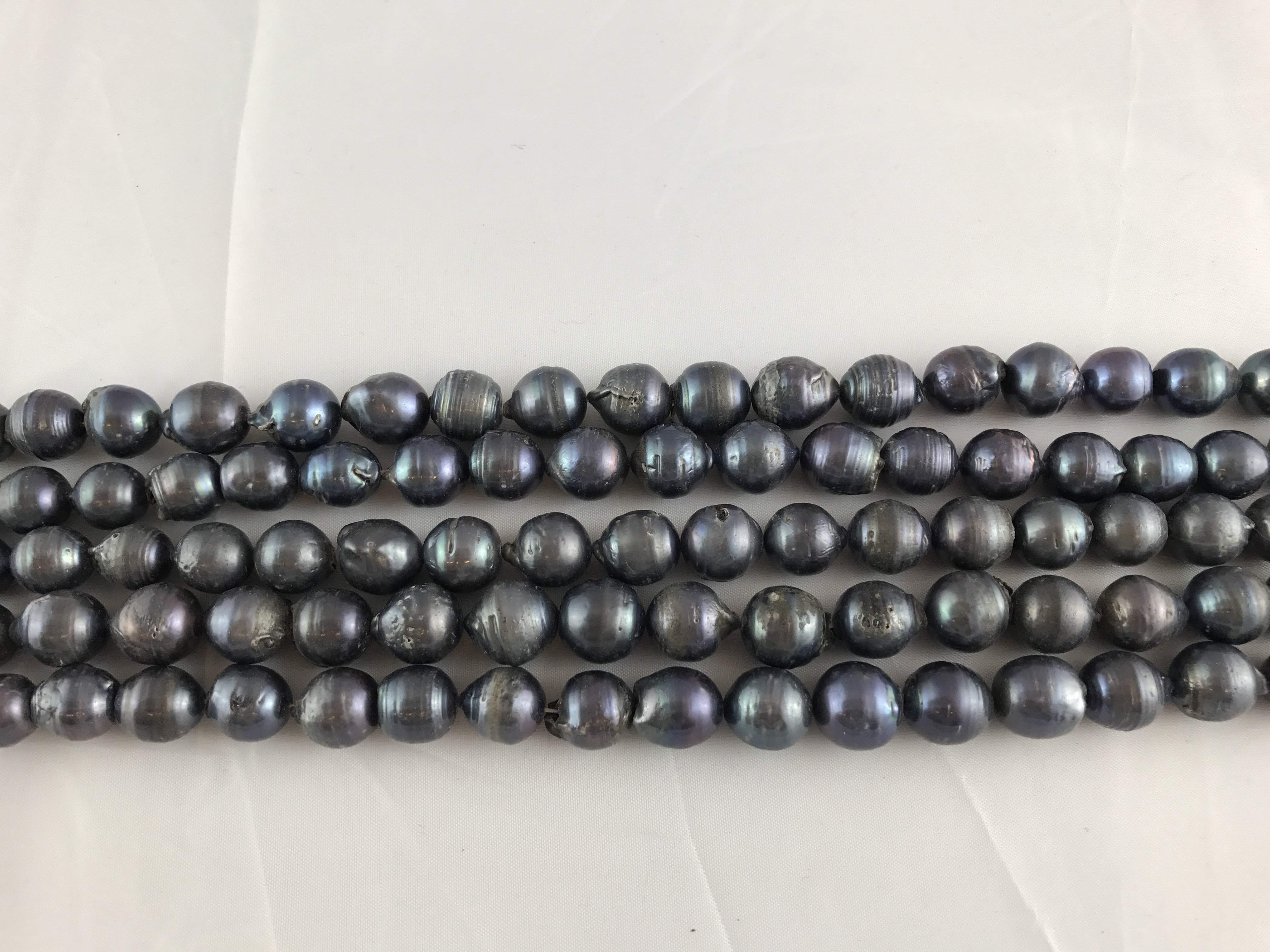 Strand Of Loose Baroque Pearls 12-14mm Peacock Blue-Pearl Rack