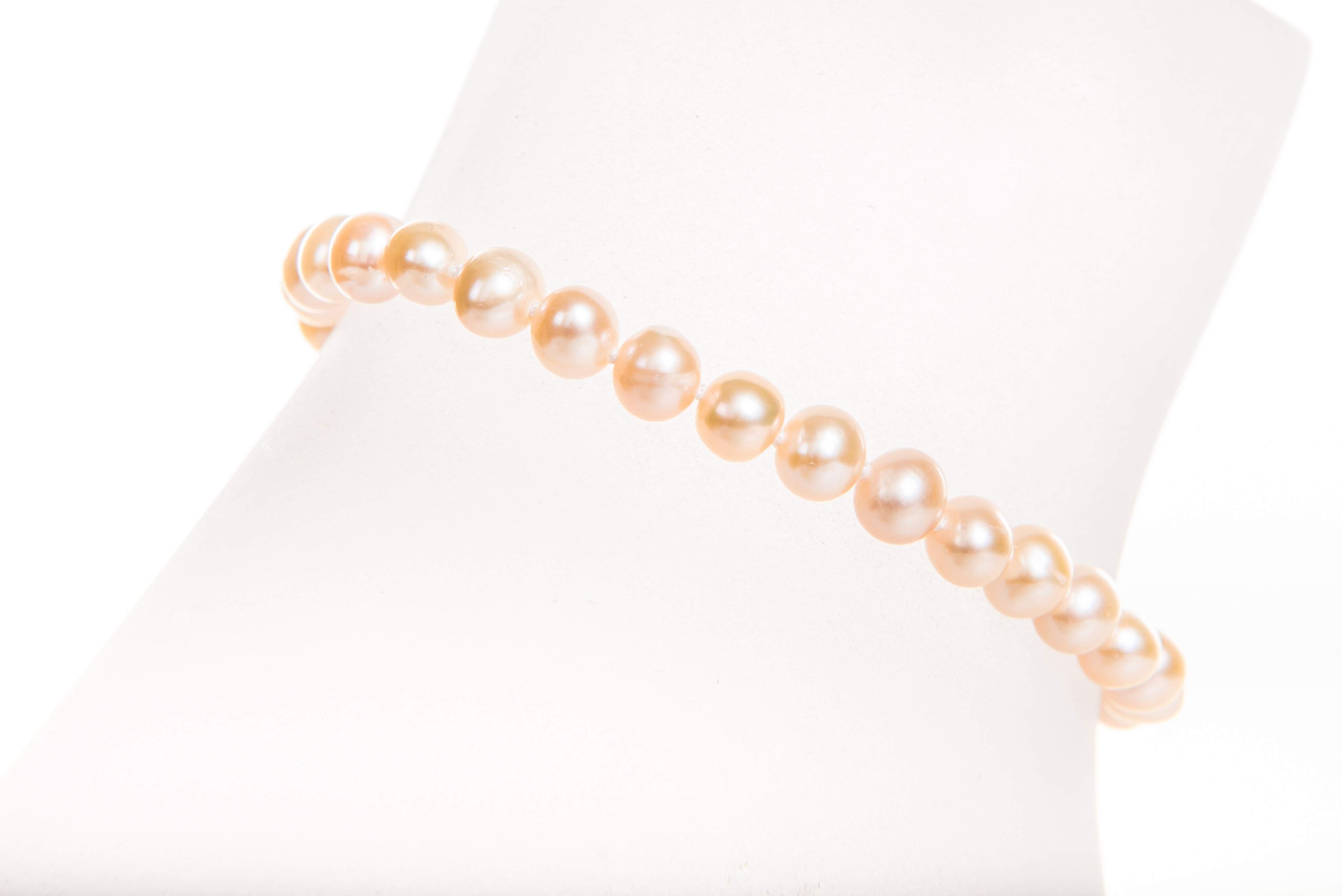 Single Strand Peach Freshwater Pearl Bracelet 6mm-Pearl Rack