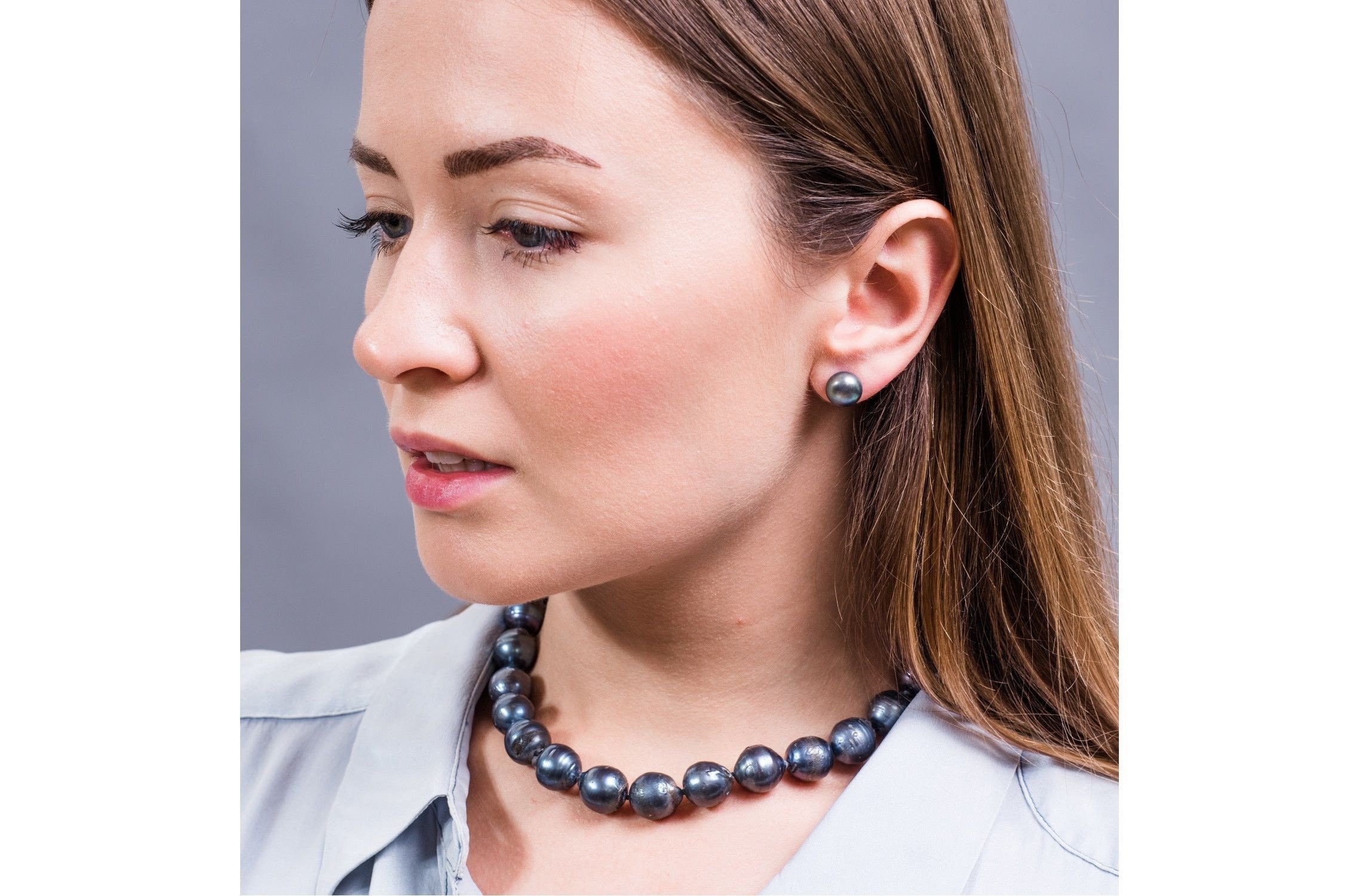 Peacock Blue Freshwater Pearl Stud Earrings Sterling Silver 10mm-Pearl Rack