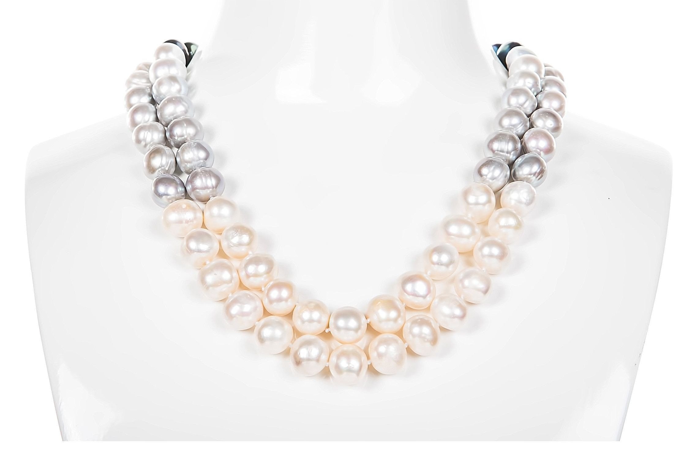 Multi-Color Double Strand Layer Freshwater Pearl Necklace 10mm-Pearl Rack