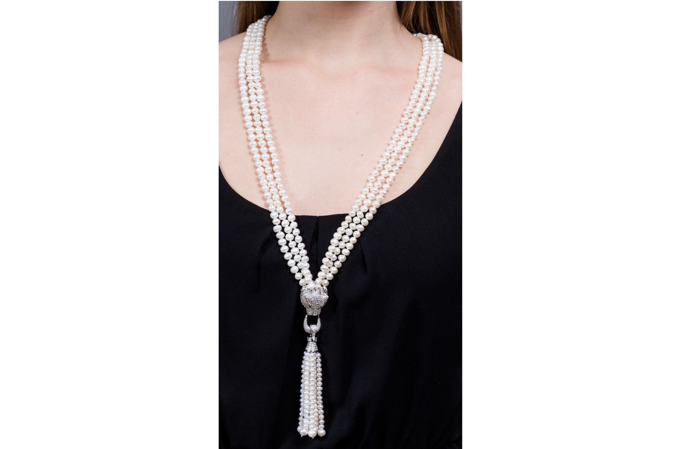 Jaguar White Freshwater Long Pearl Necklace 6-7mm-Pearl Rack