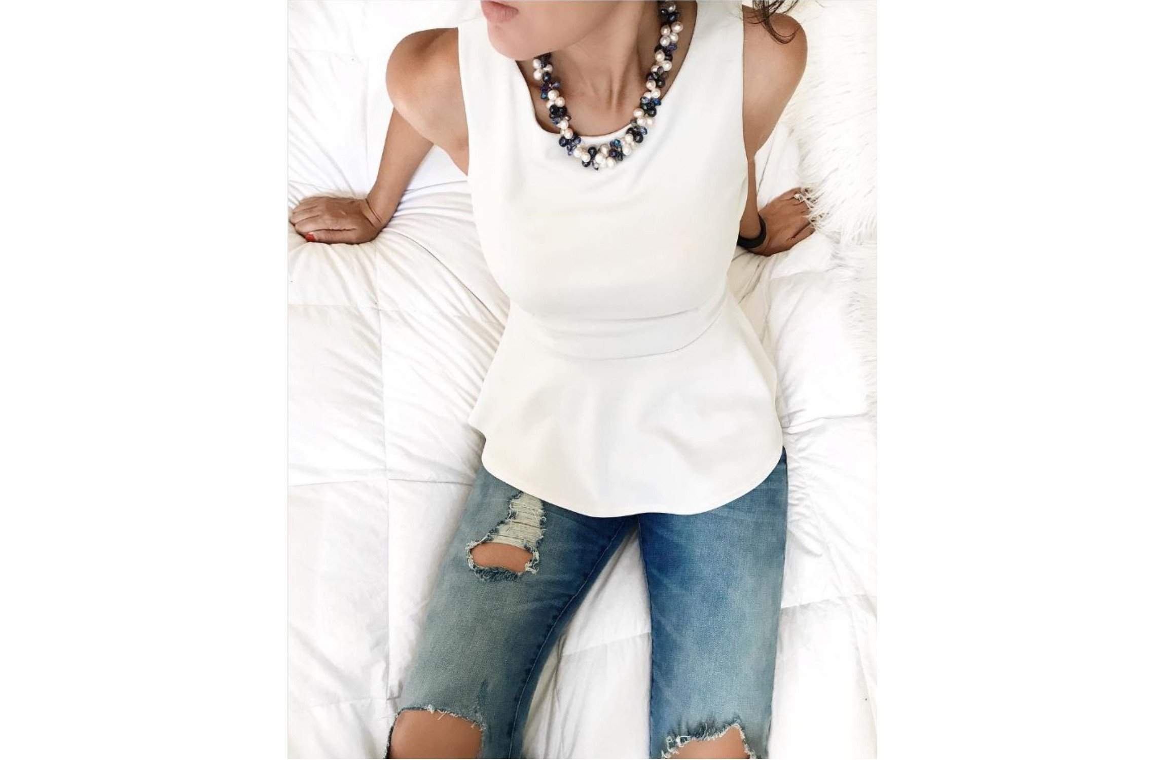 Double Strand Twisted and Crystal Freshwater Pearl Necklace-Pearl Rack
