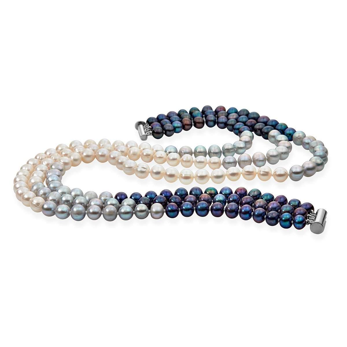 Multi-Color Triple Strand Layer Freshwater Pearl Necklace 8-9mm-Pearl Rack