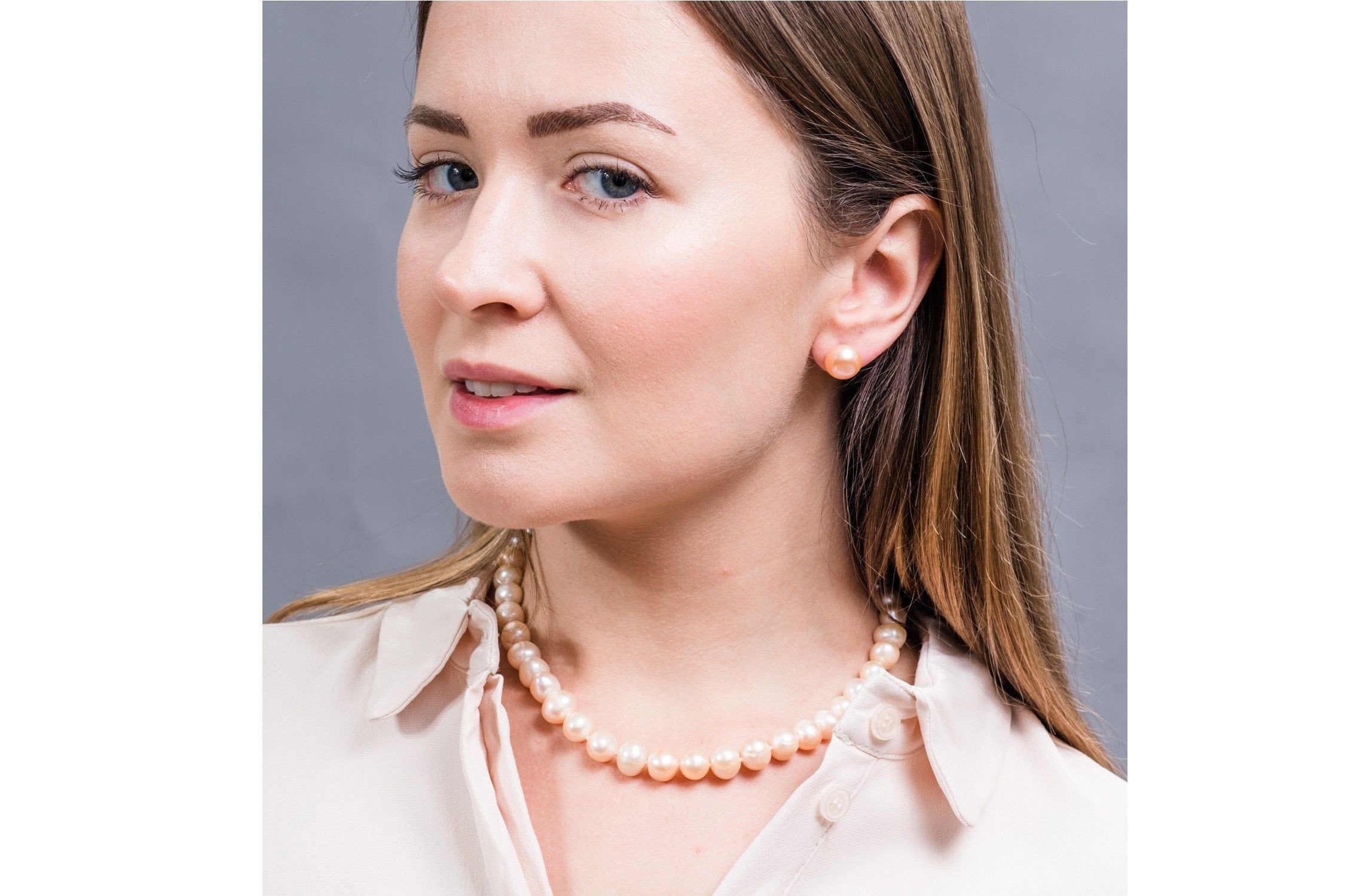 Single Strand Peach Freshwater Pearl Necklace 9-10mm-Pearl Rack