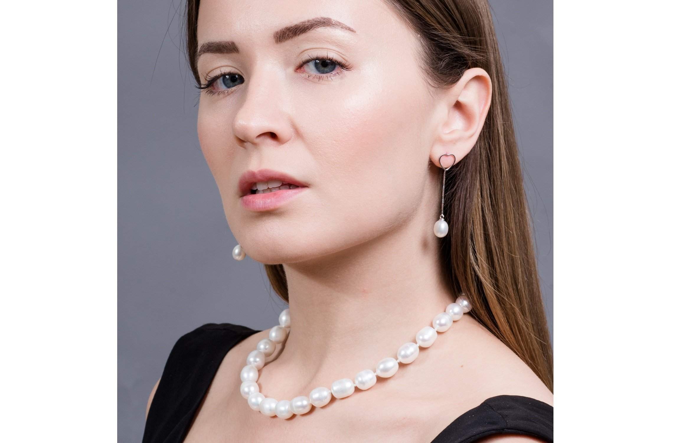 Single Strand Rice Shape White Freshwater Pearl Necklace 11mmx13mm-Pearl Rack