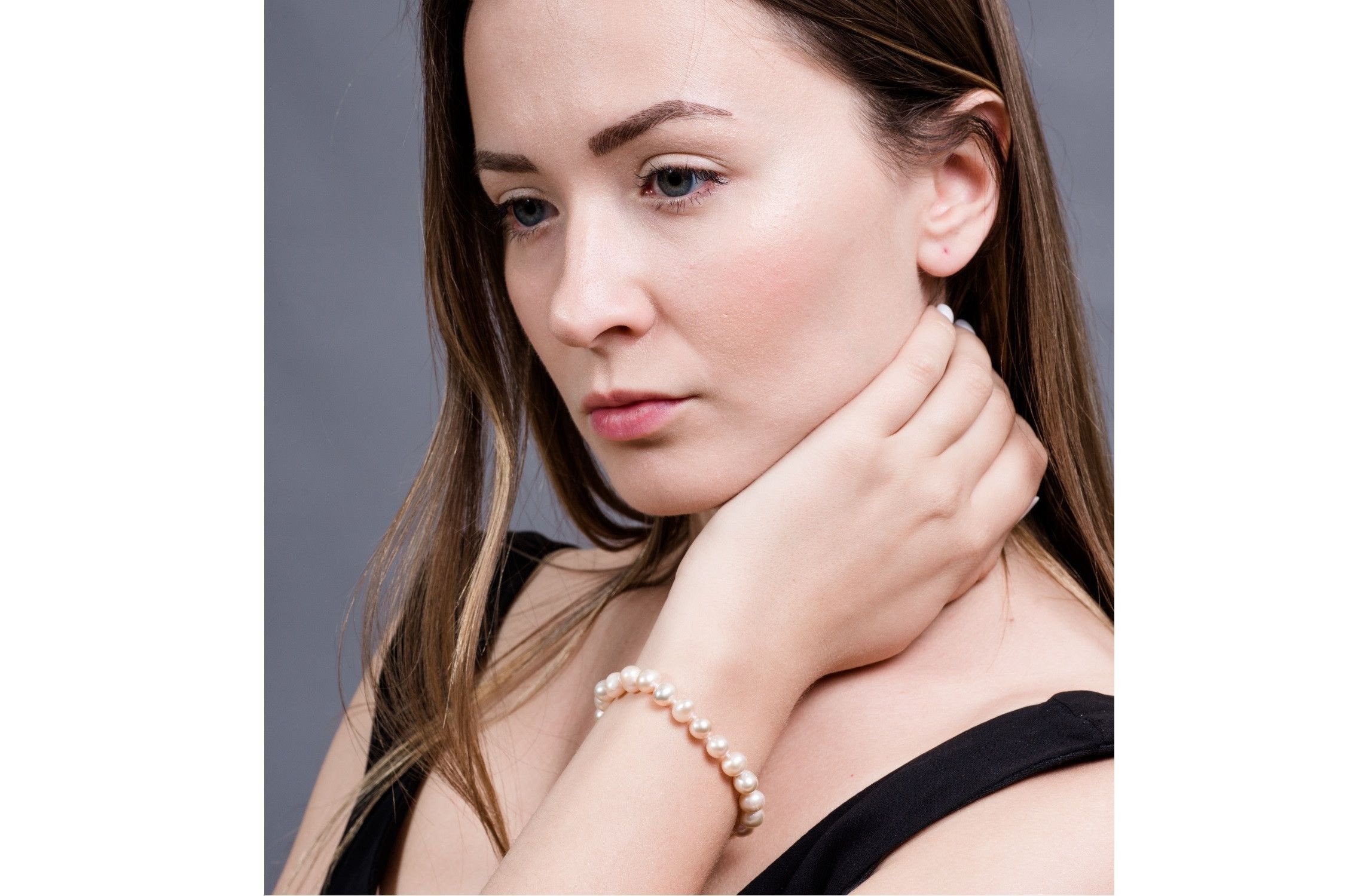 Single Strand Peach Freshwater Pearl Bracelet 8mm-Pearl Rack