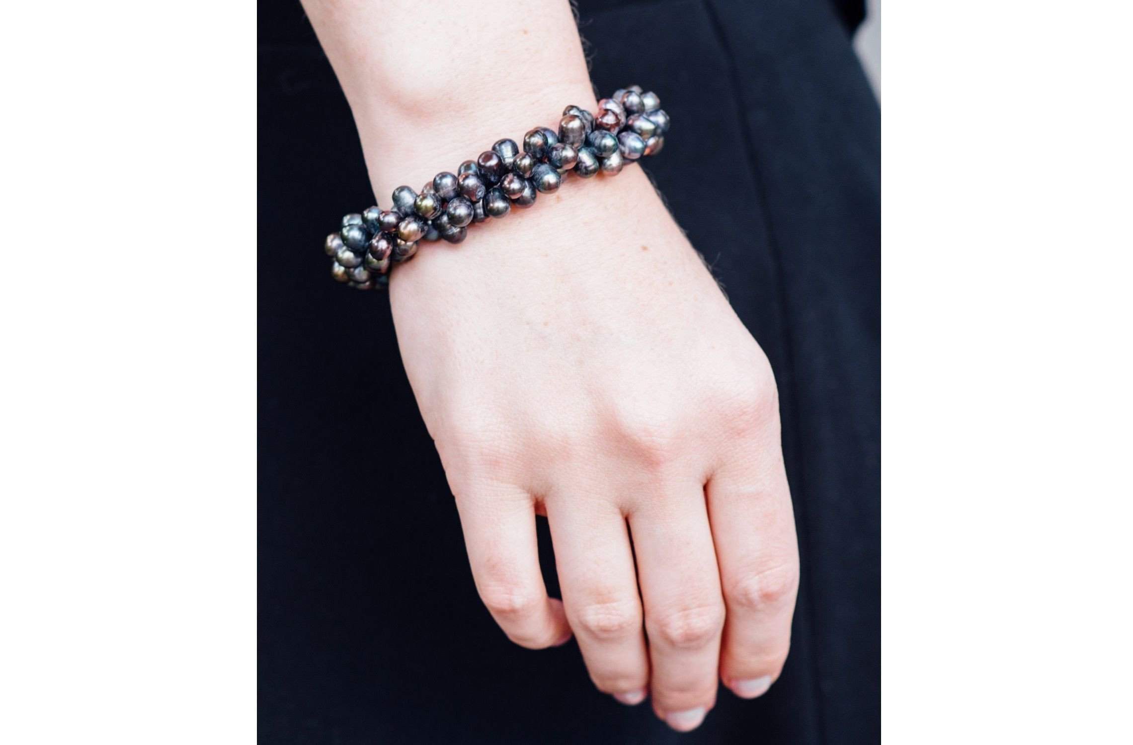 Triple Strands Twisted Peacock Freshwater Pearl Bracelet-Pearl Rack