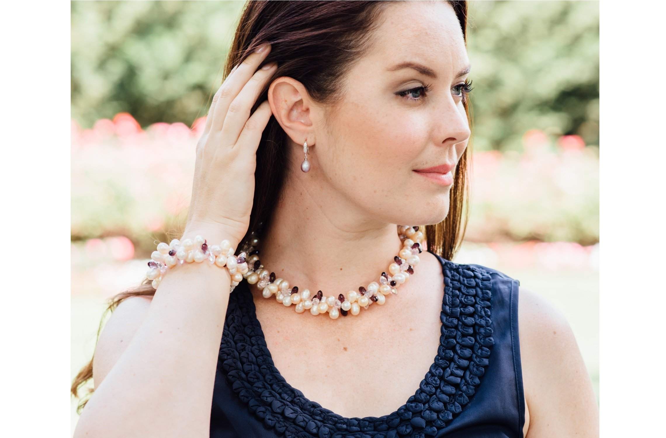 Double Strand Twisted with Crystal Freshwater Pearl Bracelet-Pearl Rack