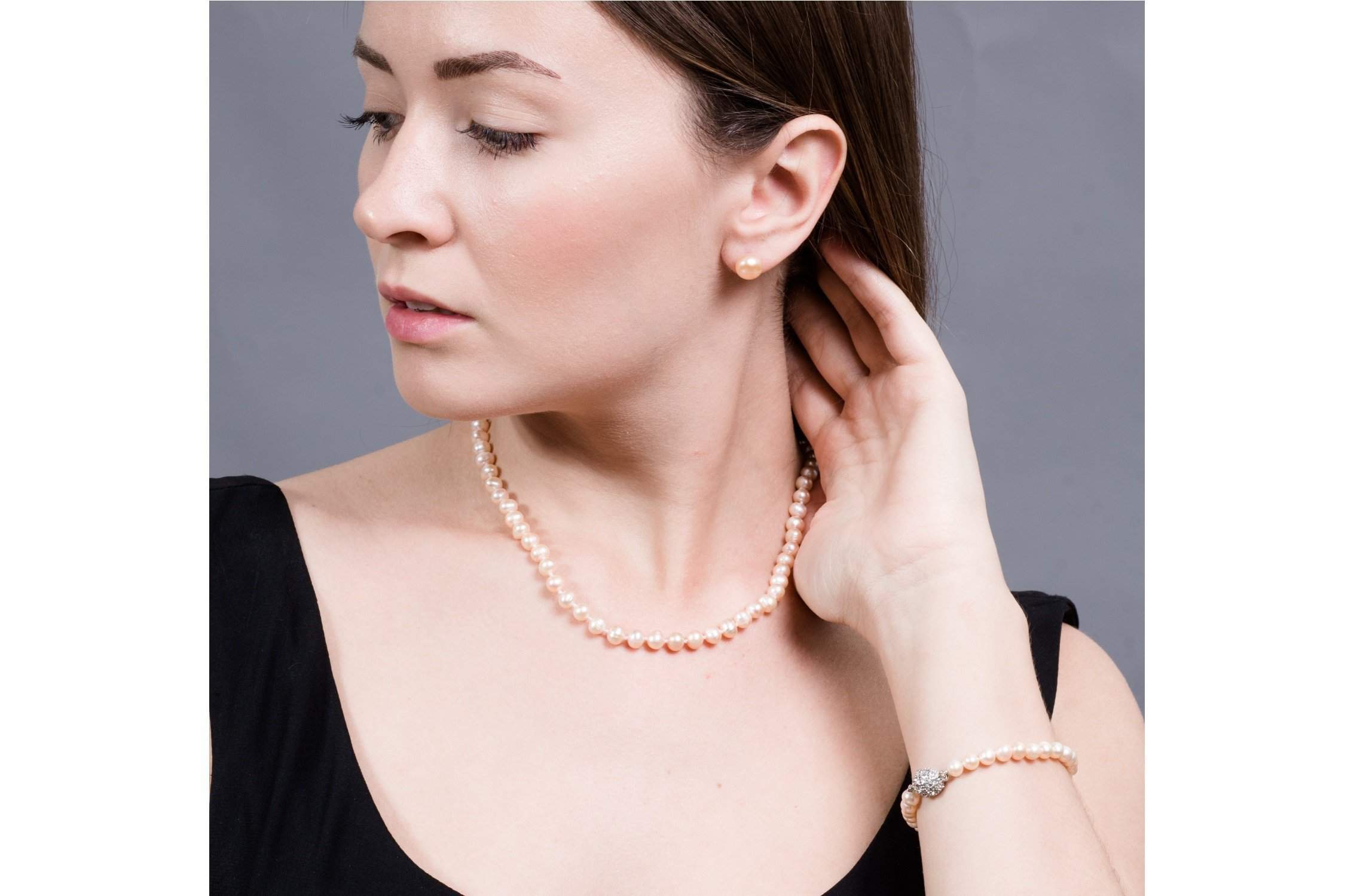 Single Strand Peach Freshwater Pearl Bracelet 6mm-Pearl Rack