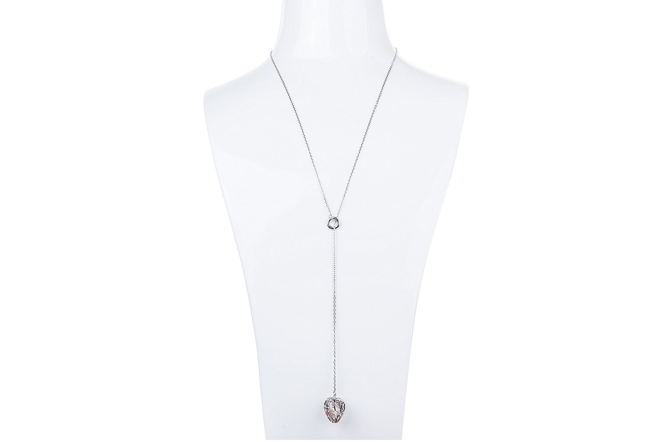 Freshwater Pearl and Sterling Silver (925) Lariat Locket Chain Necklace 7mm-Pearl Rack