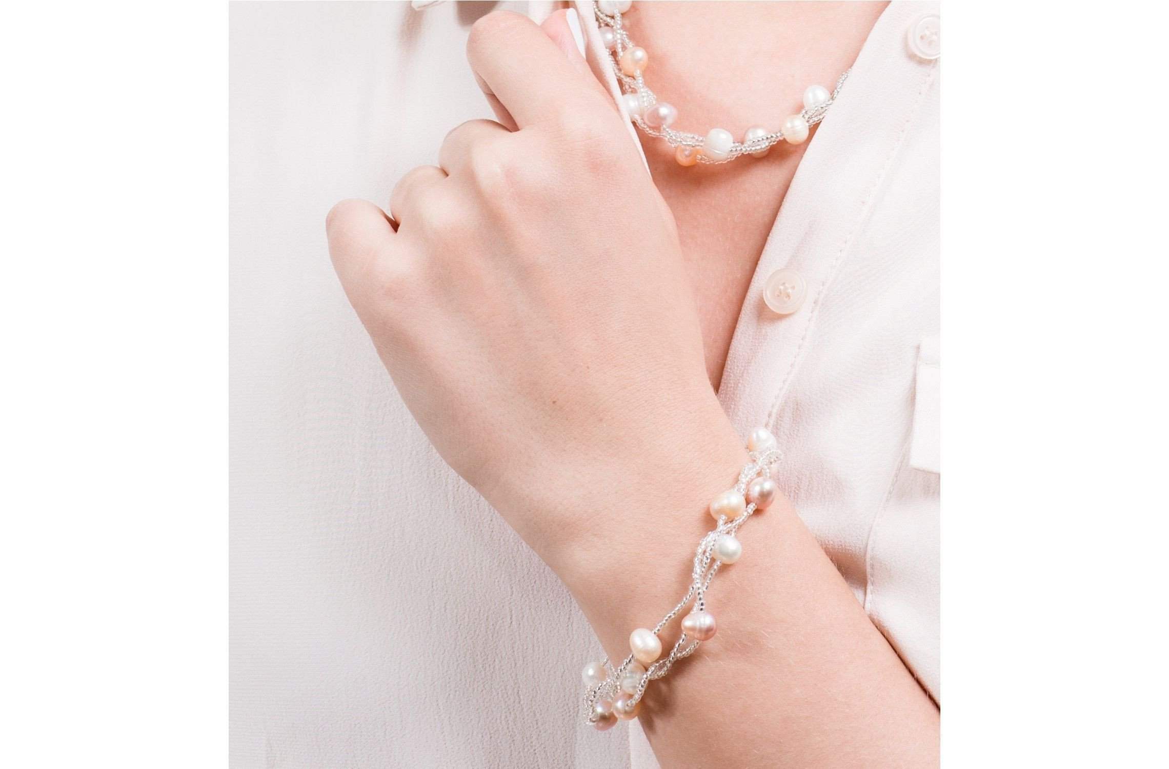 Multi-Color Braided Freshwater Pearl Bracelet 7mm-Pearl Rack