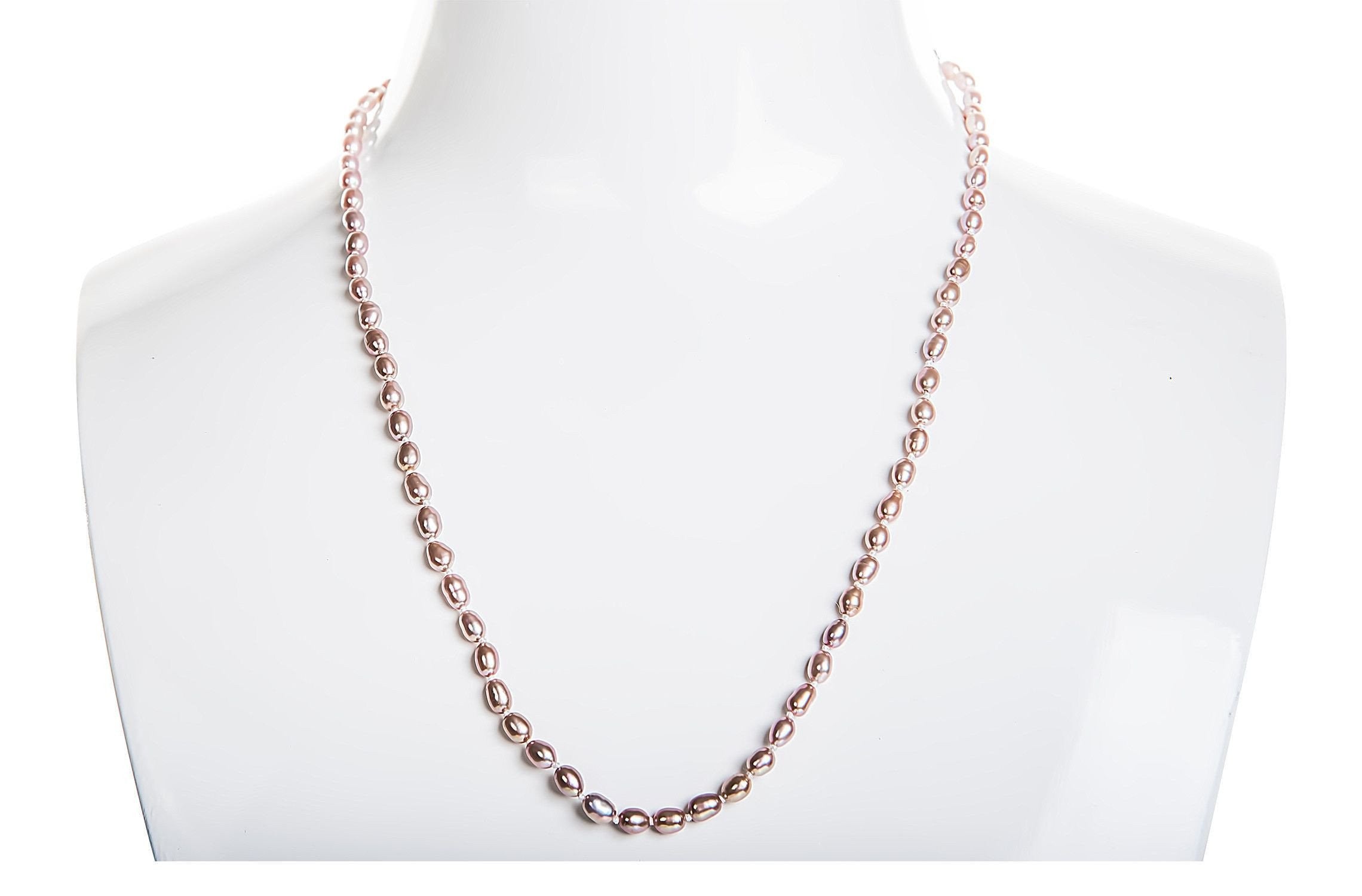 Single Strand Rice Shape Purple Freshwater Pearl Necklace 4mmx5mm-Pearl Rack