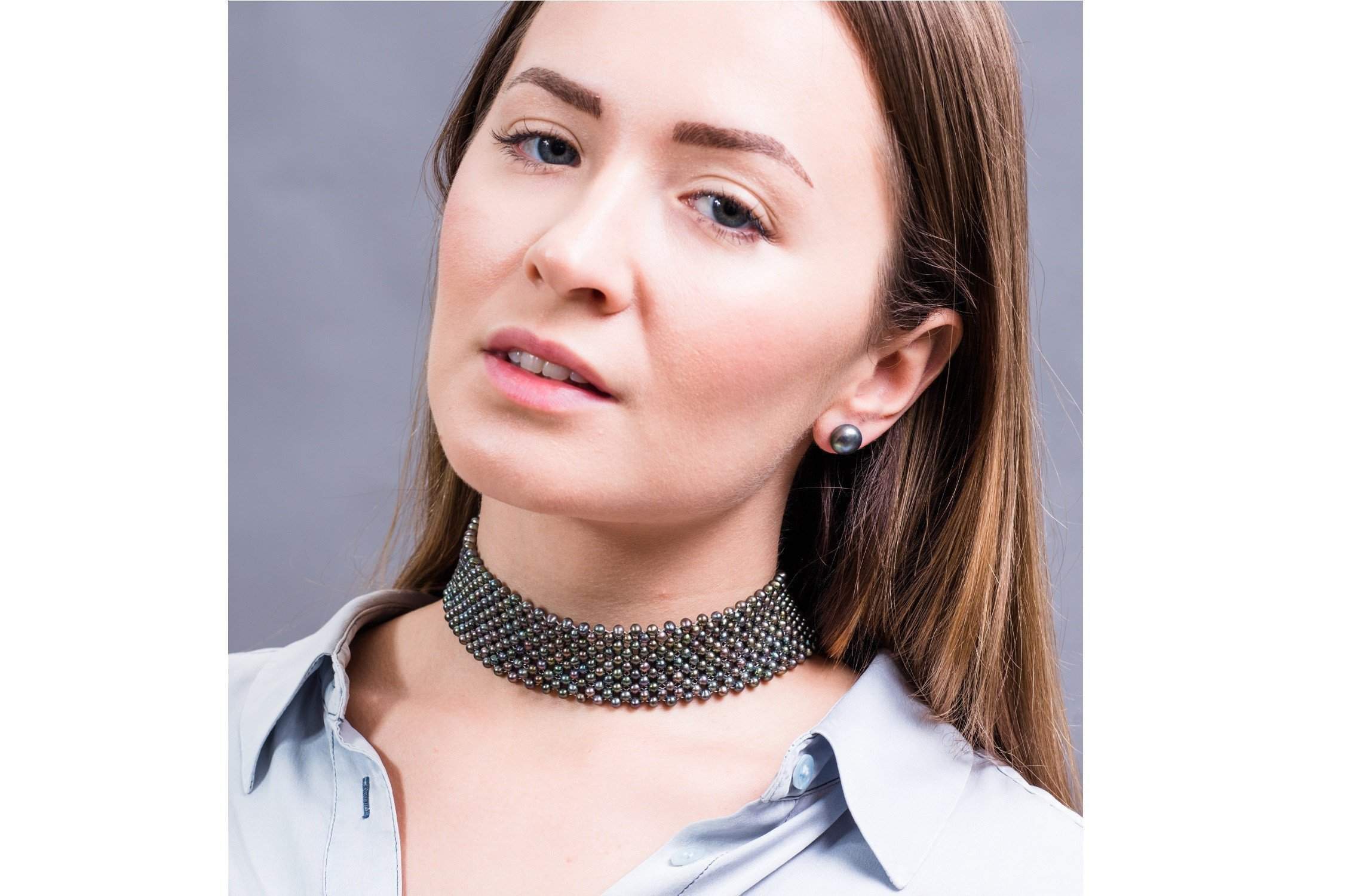 Peacock Green Freshwater Pearl Choker 4mm-Pearl Rack