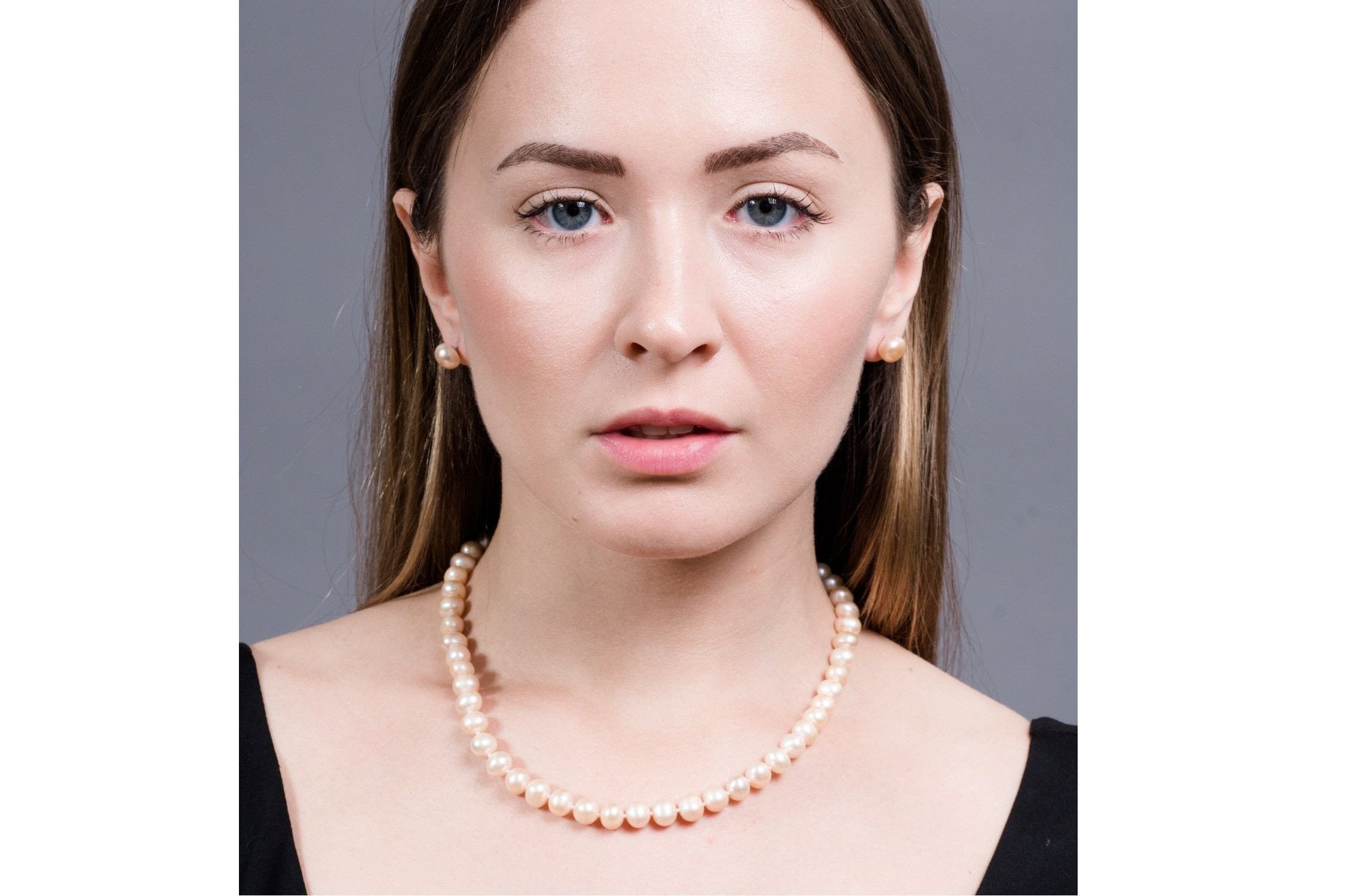 Single Strand Peach Freshwater Pearl Necklace 8mm-Pearl Rack