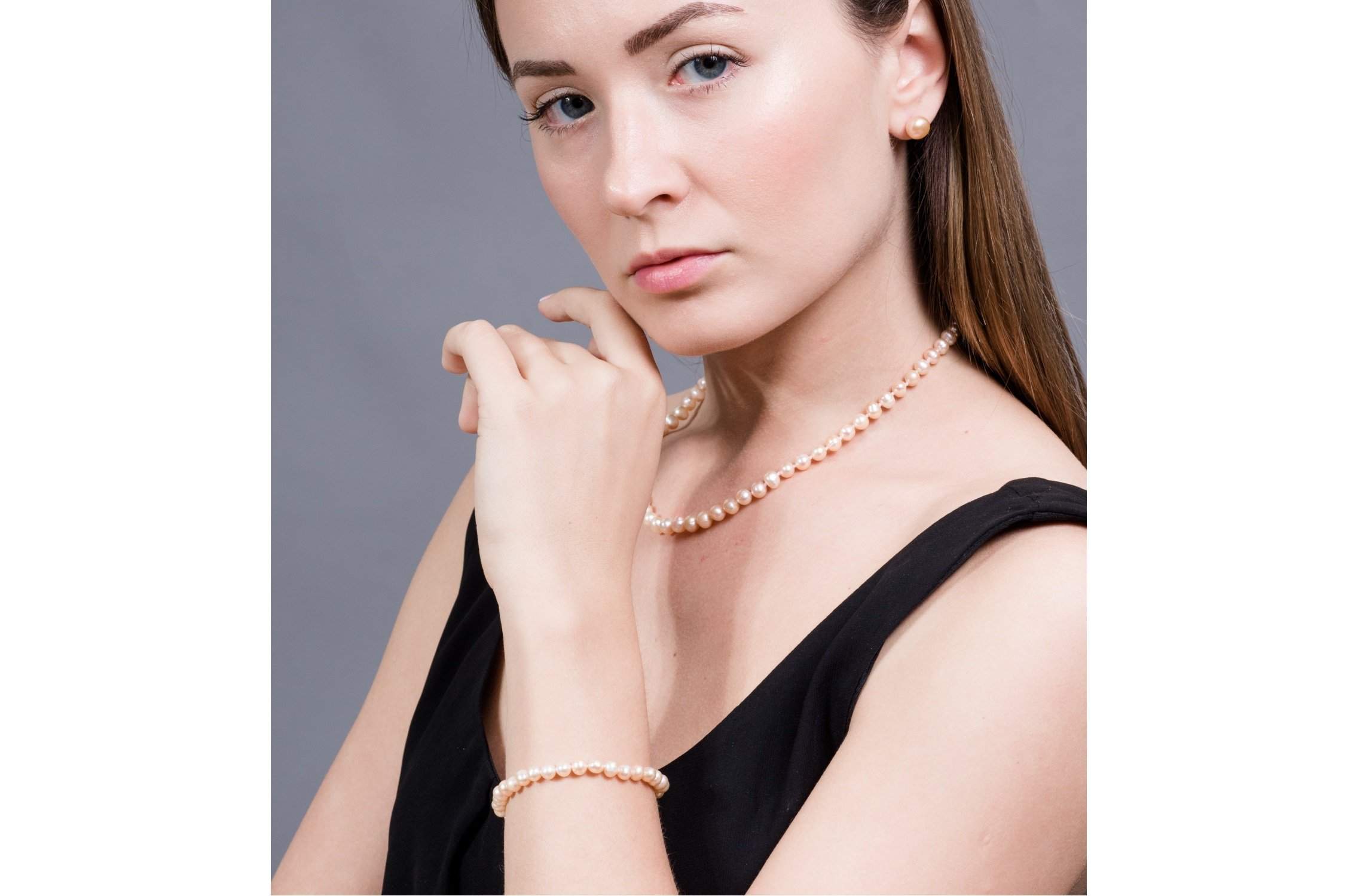 Single Strand Peach Freshwater Pearl Bracelet 6mm-Pearl Rack