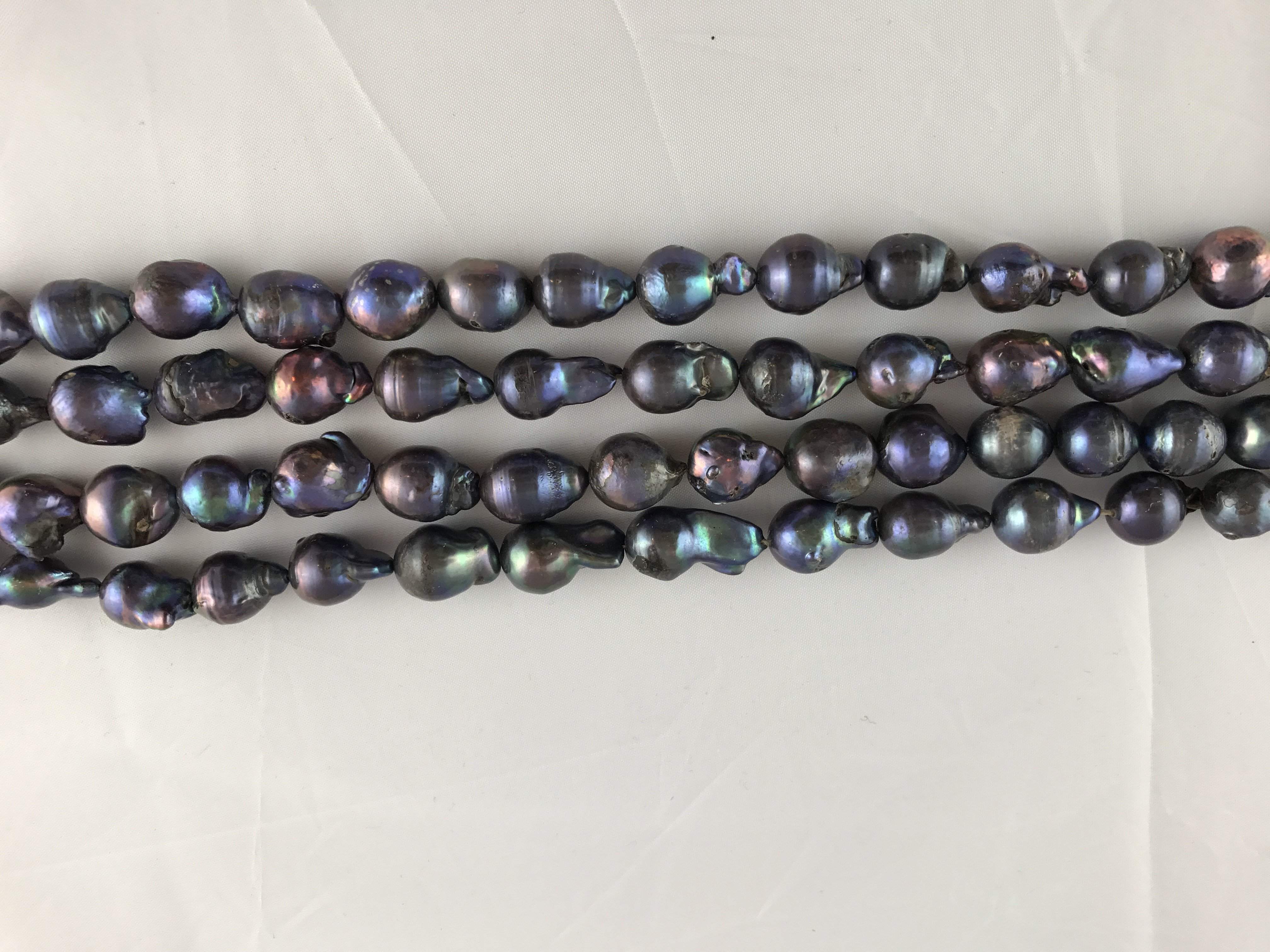 Strand Of Loose Baroque Pearls 12x20mm Peacock Blue-Pearl Rack