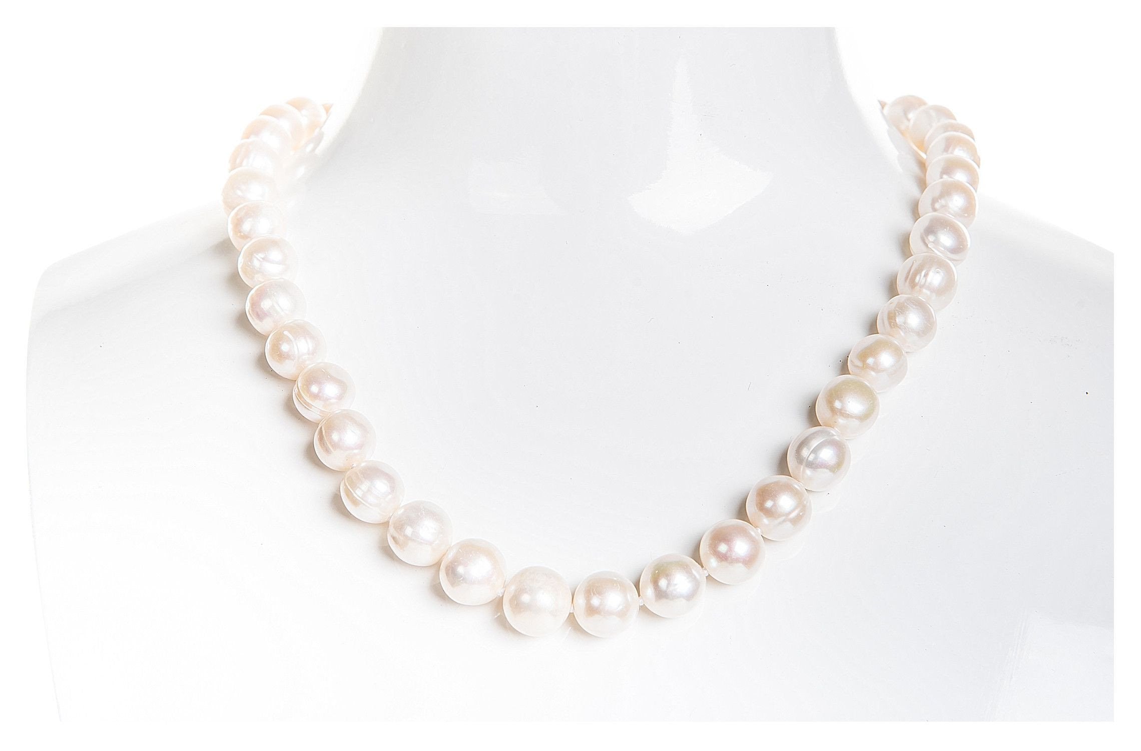 Single Strand White Freshwater Pearl Necklace and Bracelet Set 9-10mm-Pearl Rack