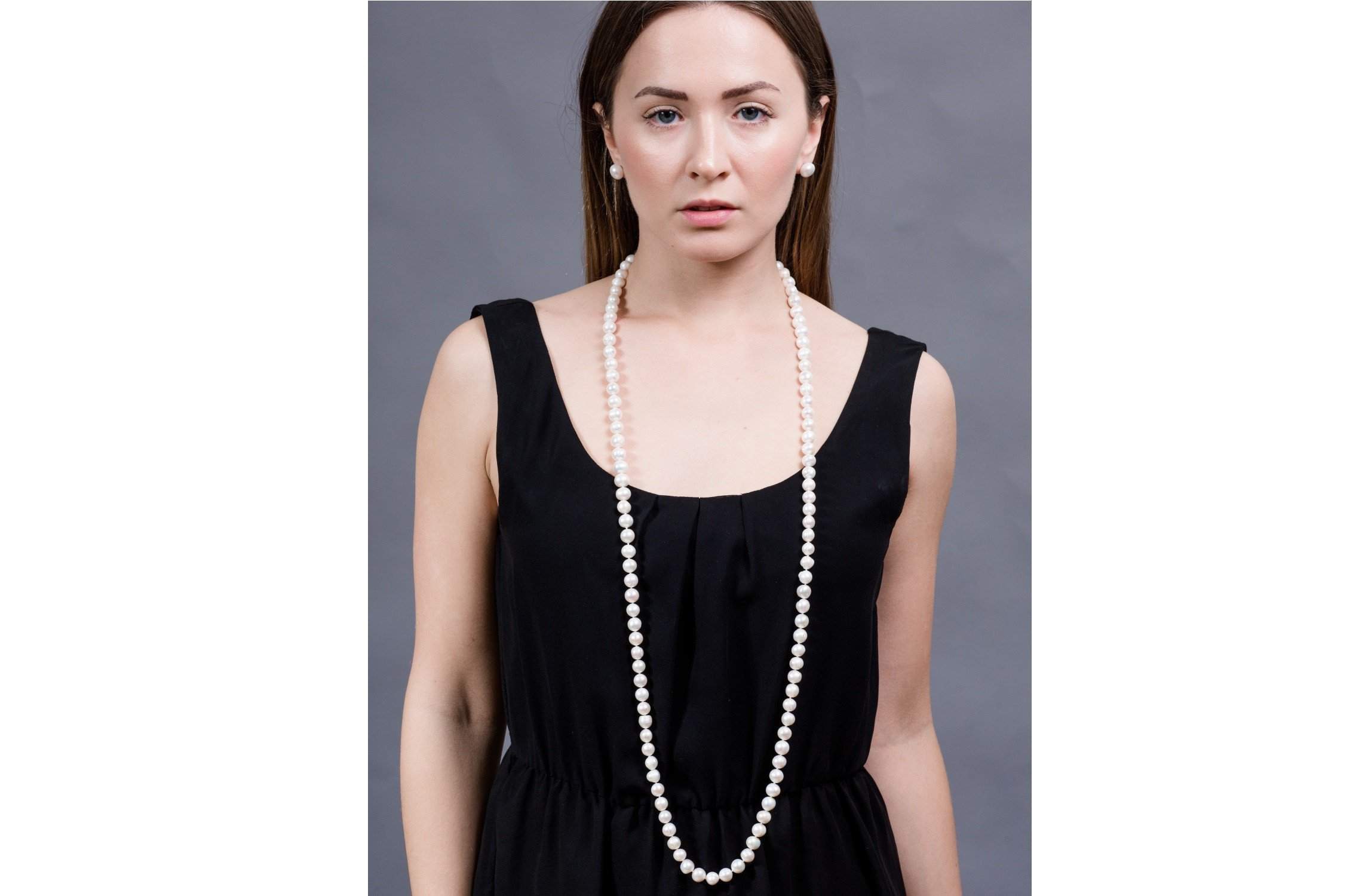 White Freshwater Pearl Long Necklace 9-10mm-Pearl Rack