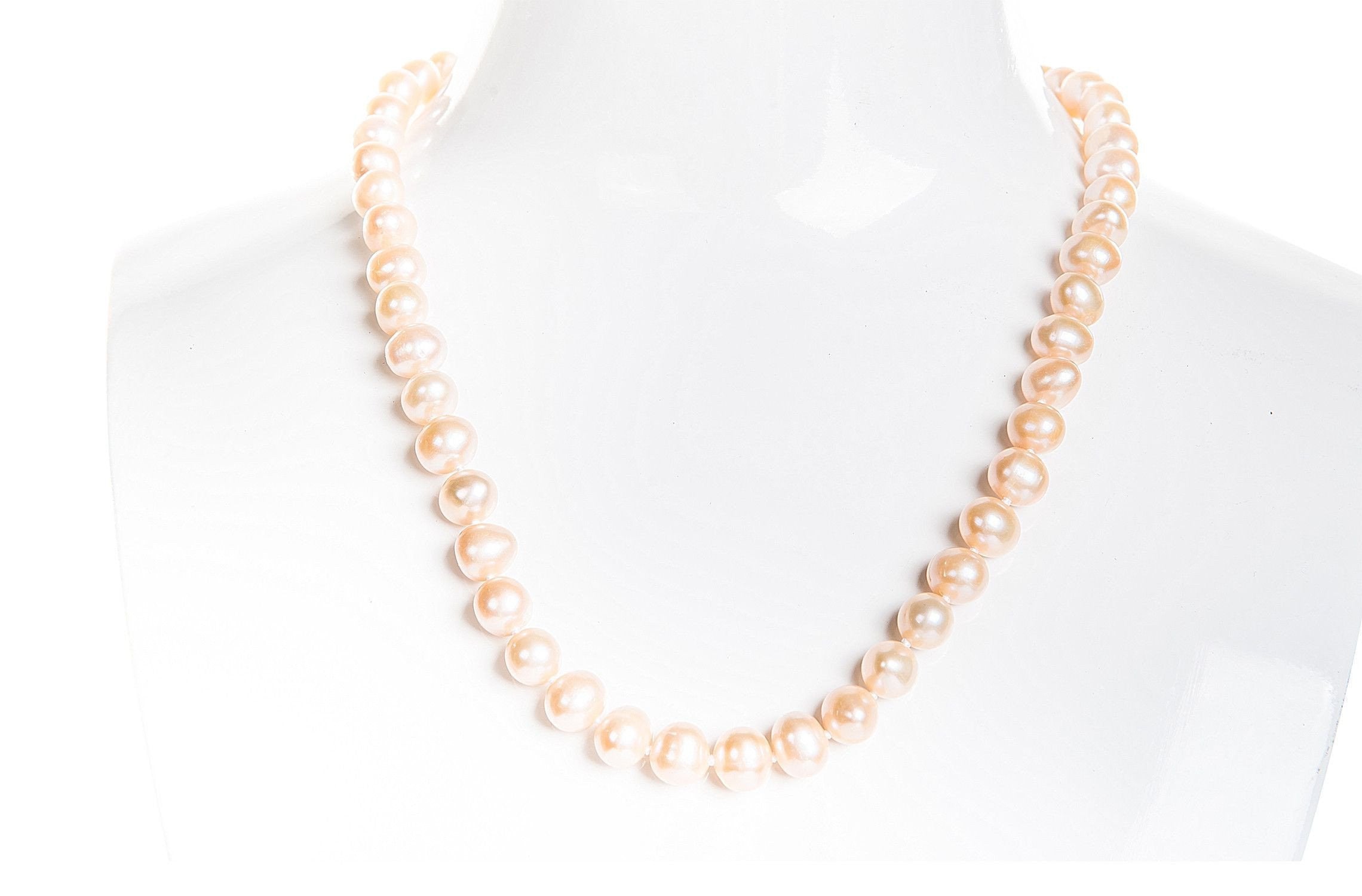 Single Strand Peach Freshwater Pearl Necklace 8mm-Pearl Rack
