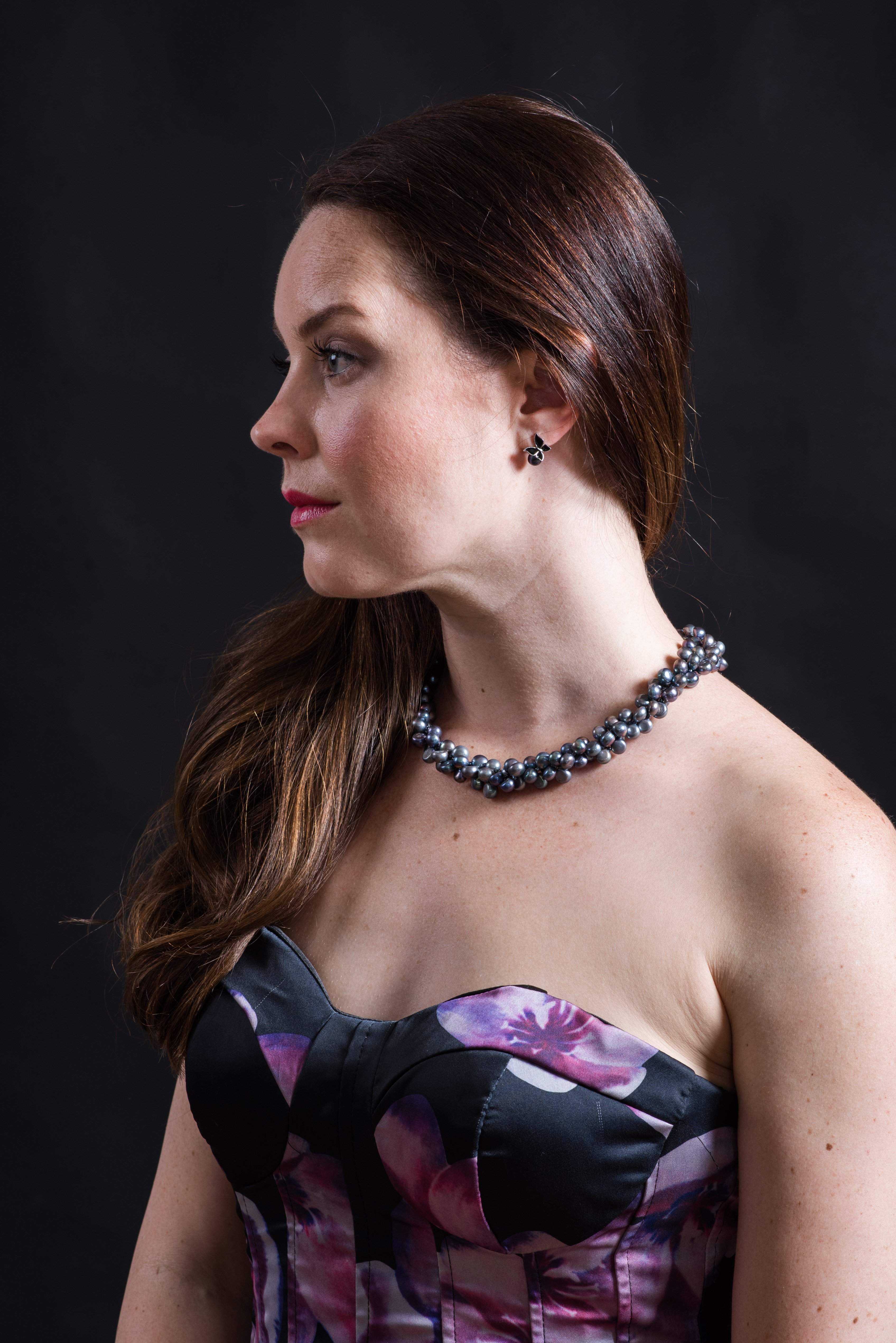 Triple Strand Blue-Grey Freshwater Button Pearl Necklace-Pearl Rack