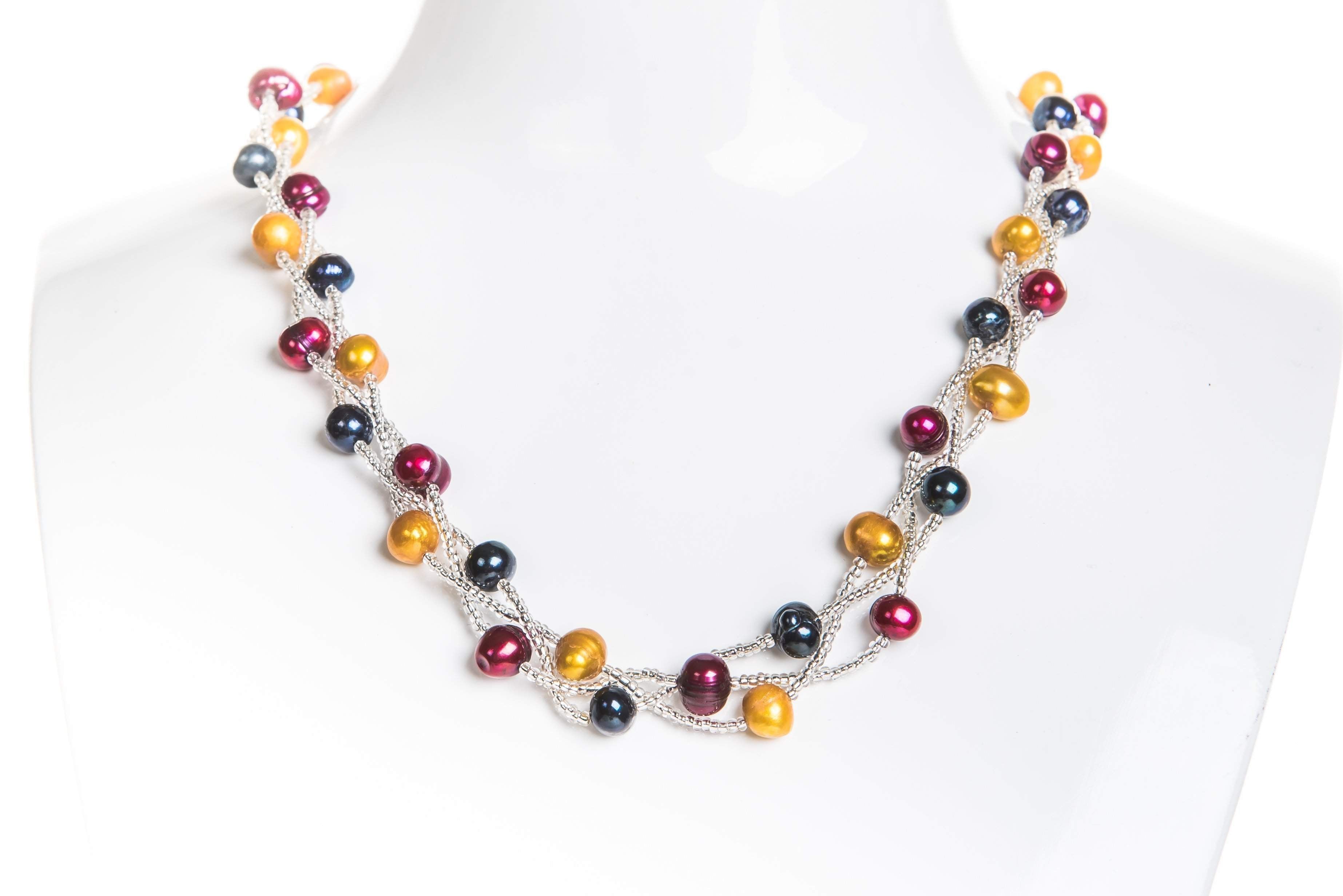 Braided Multi-Color Freshwater Pearl Necklace 7mm-Pearl Rack