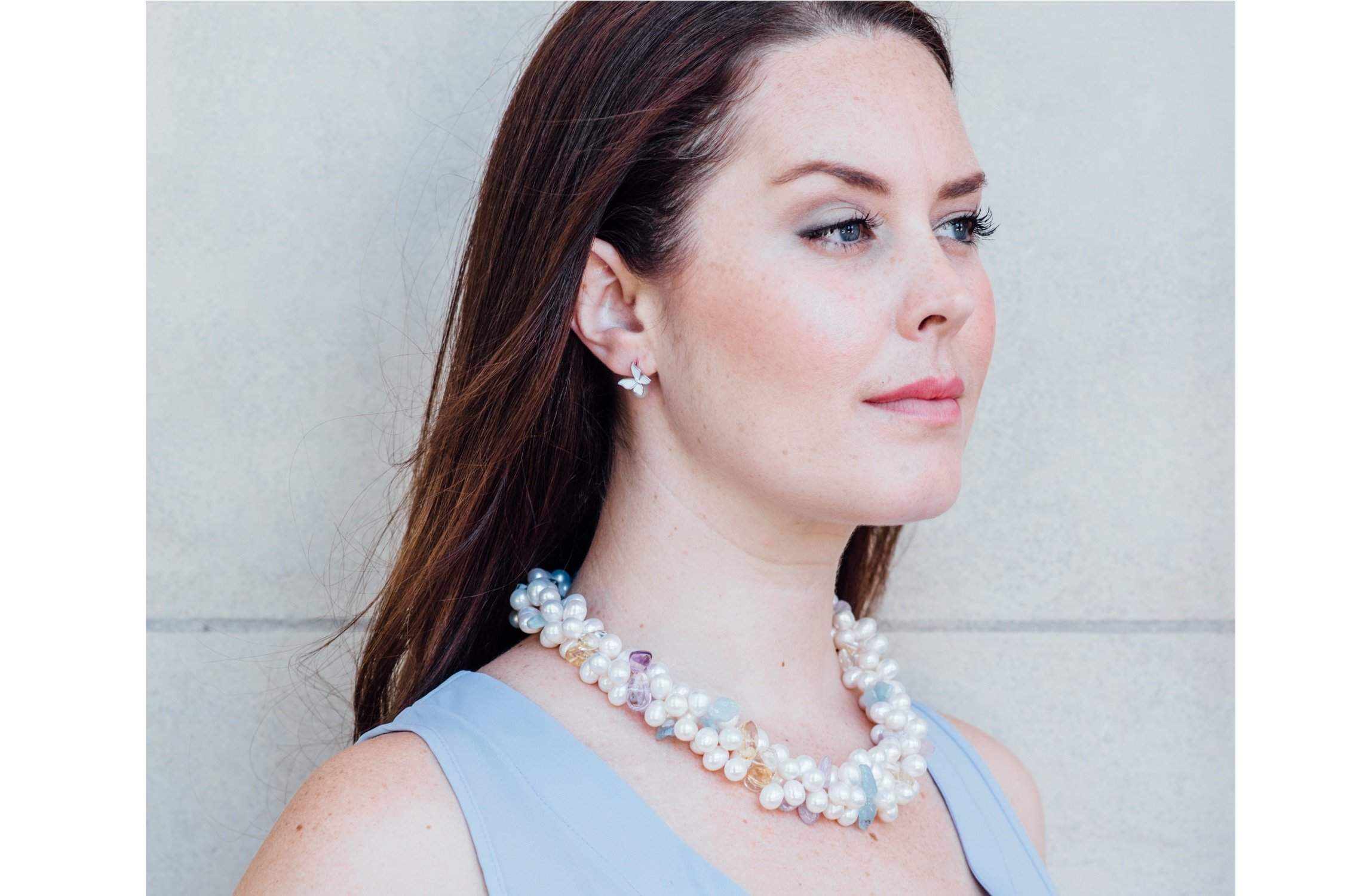 White Freshwater Pearl and Sterling Silver Butterfly Drop Earring-Pearl Rack