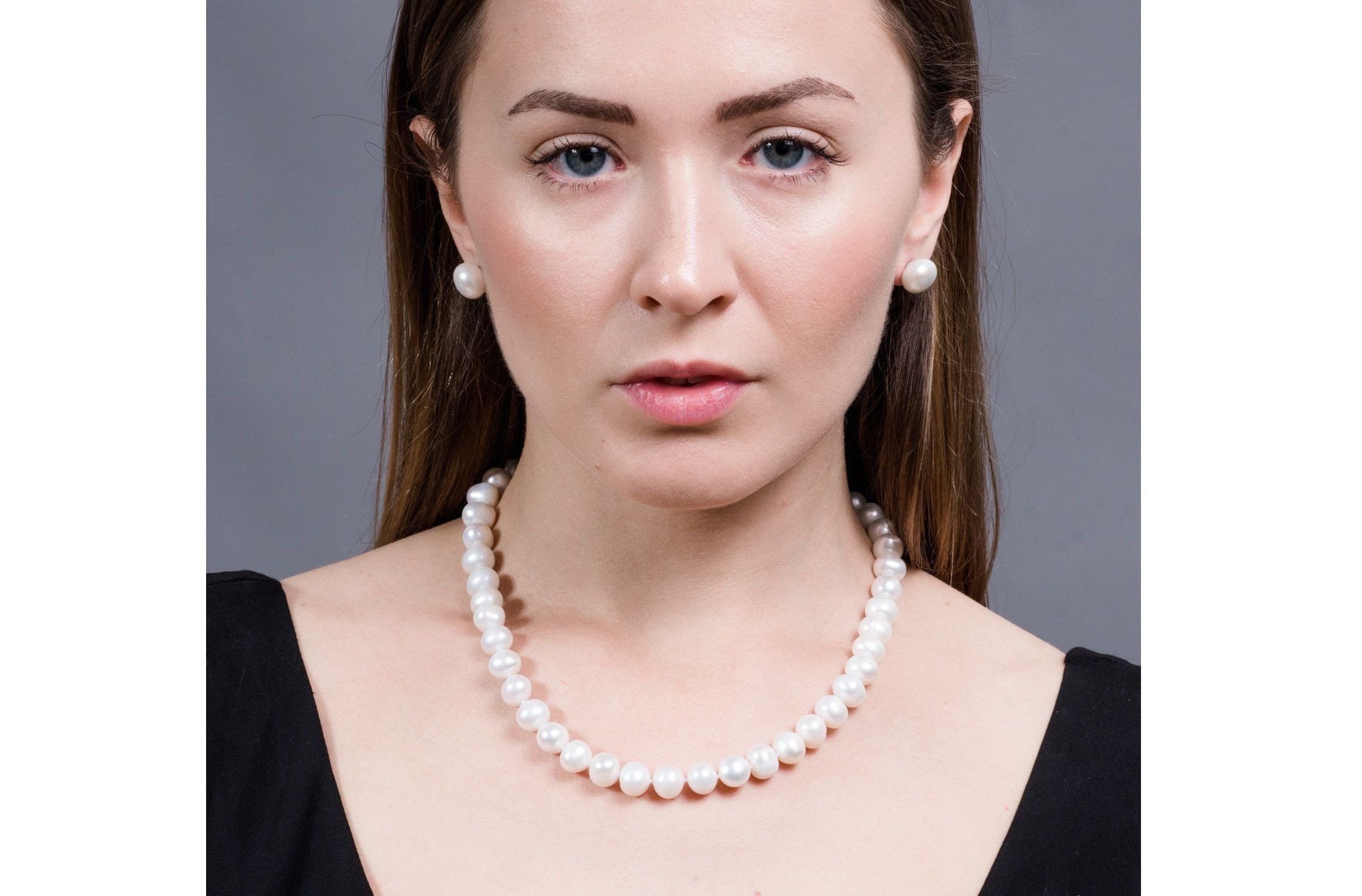 White Off-Round Freshwater Pearl Necklace 9-10mm-Pearl Rack
