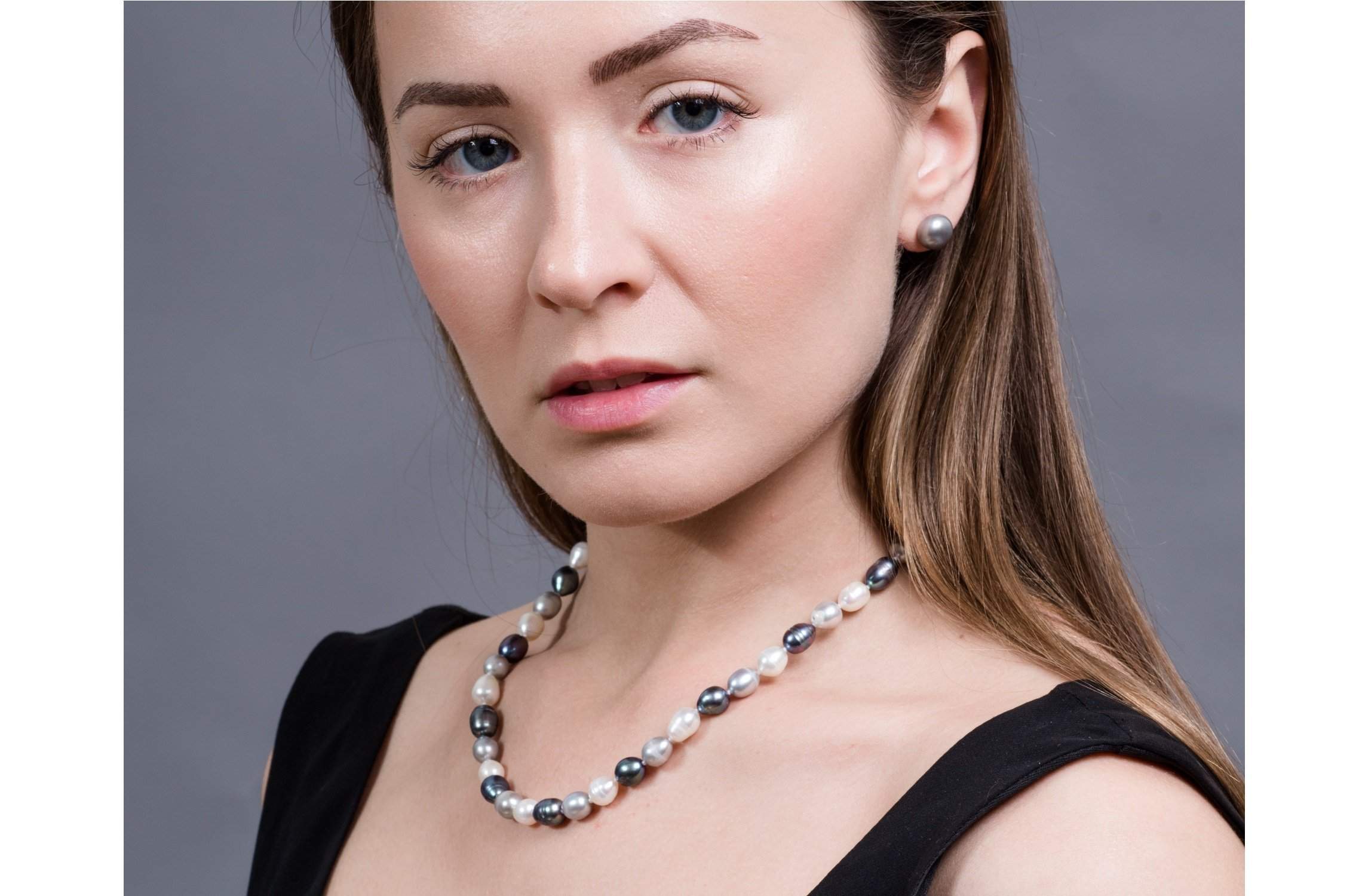 Single Strand Rice Shape Multi-Color Freshwater Pearl Necklace 8mmx10mm-Pearl Rack