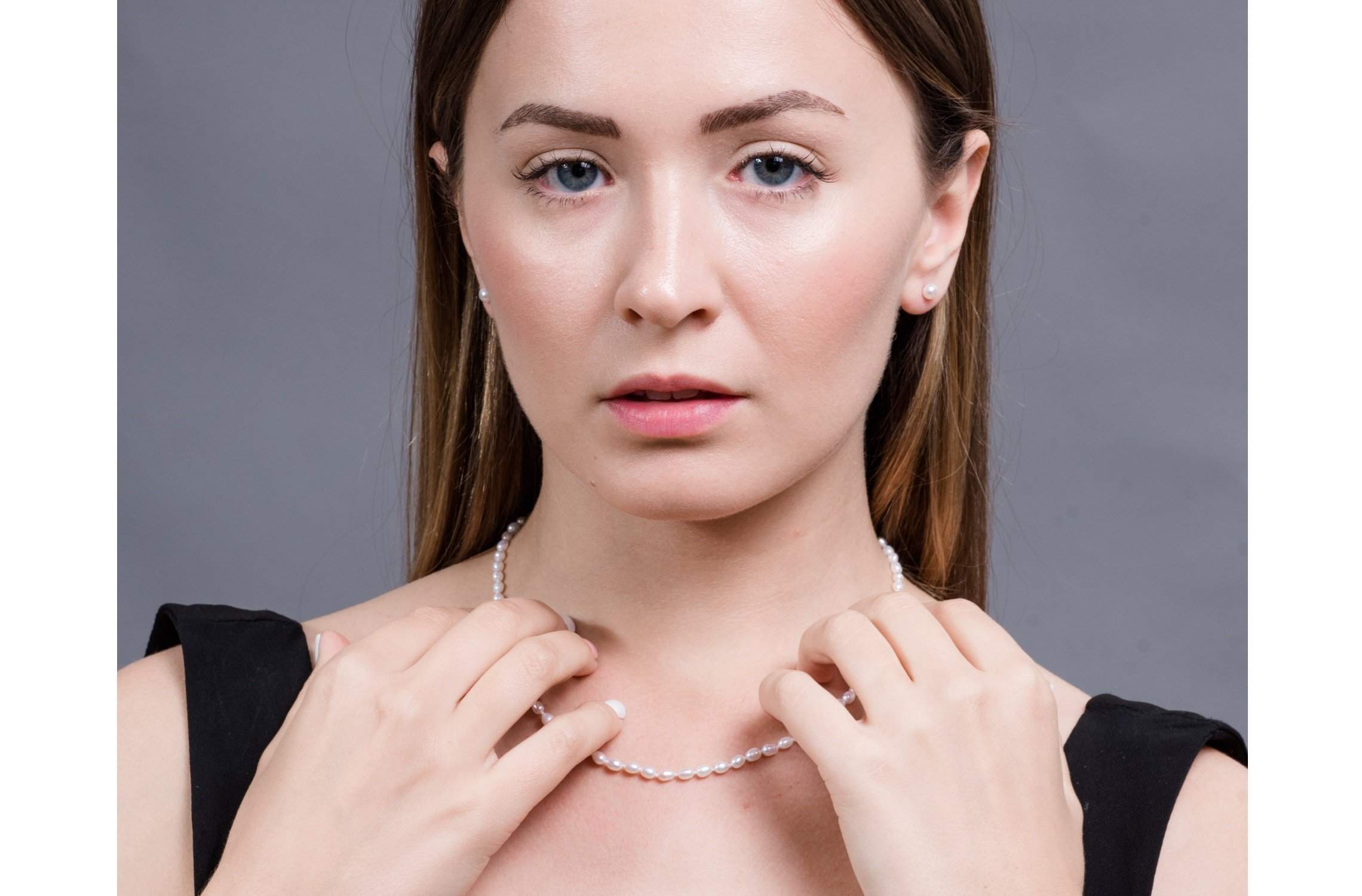 Single Strand Rice Shape White Freshwater Pearl Necklace 4mmx5mm-Pearl Rack