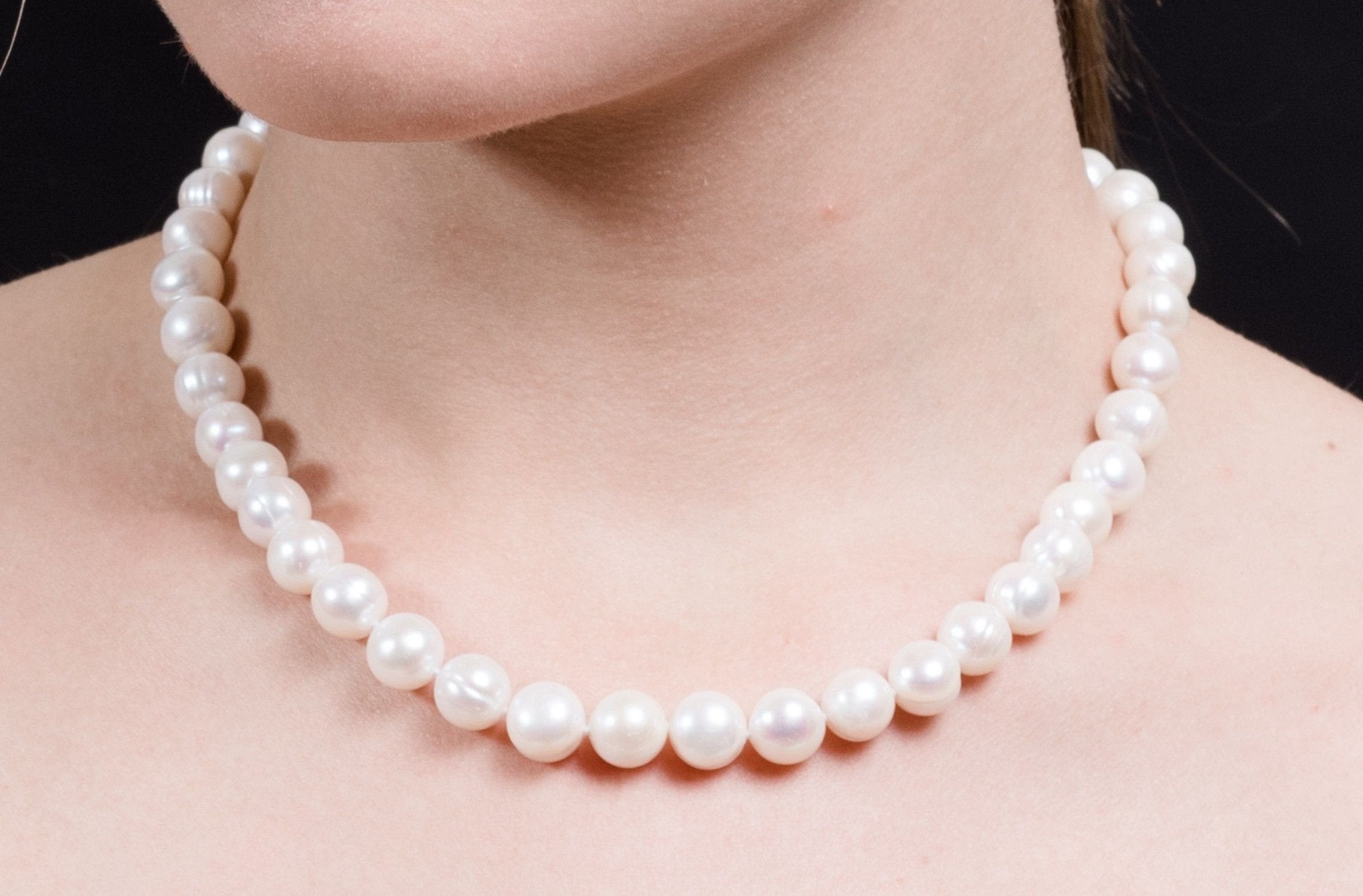 Single Strand White Freshwater Pearl Necklace 9-10mm-Pearl Rack