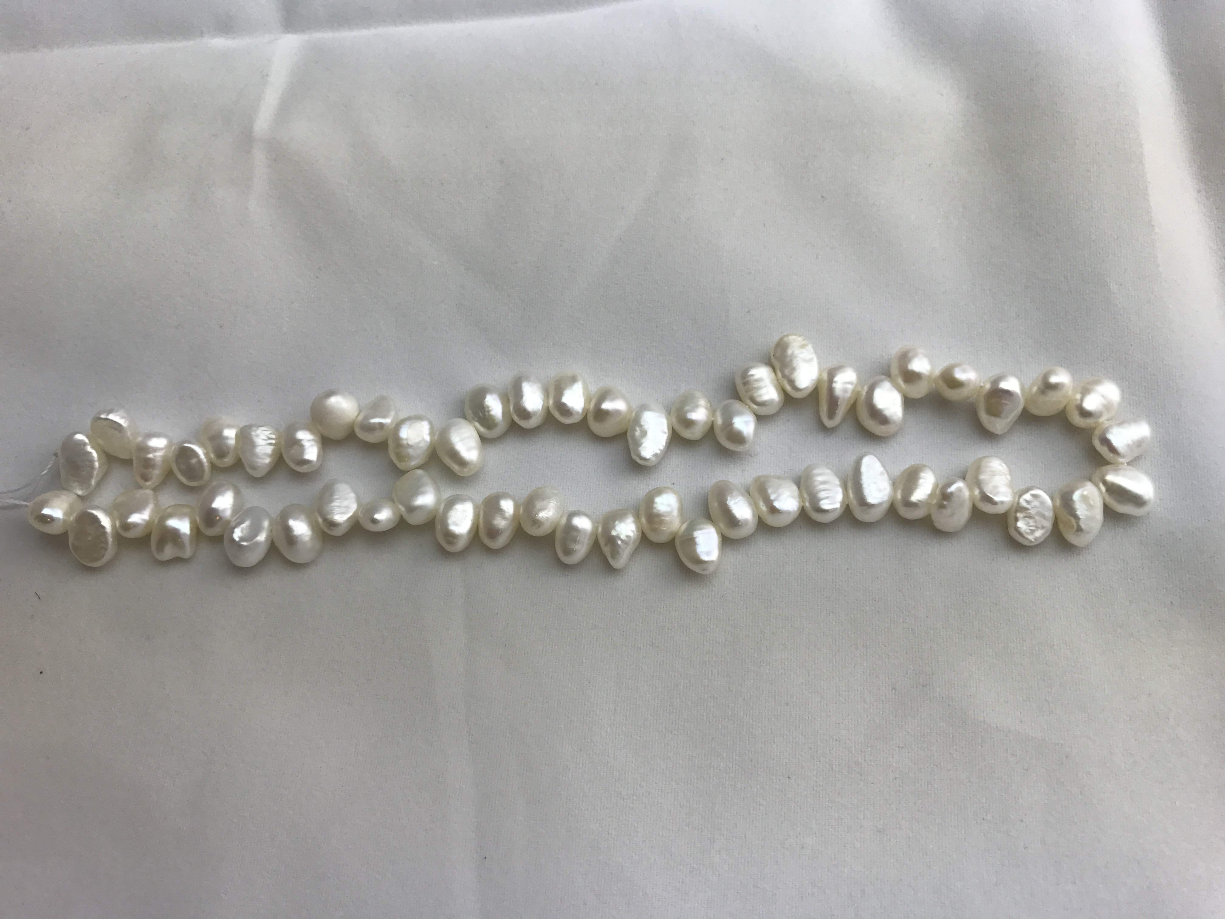 Strand Of Loose Irregular White Pearls 7-8mm