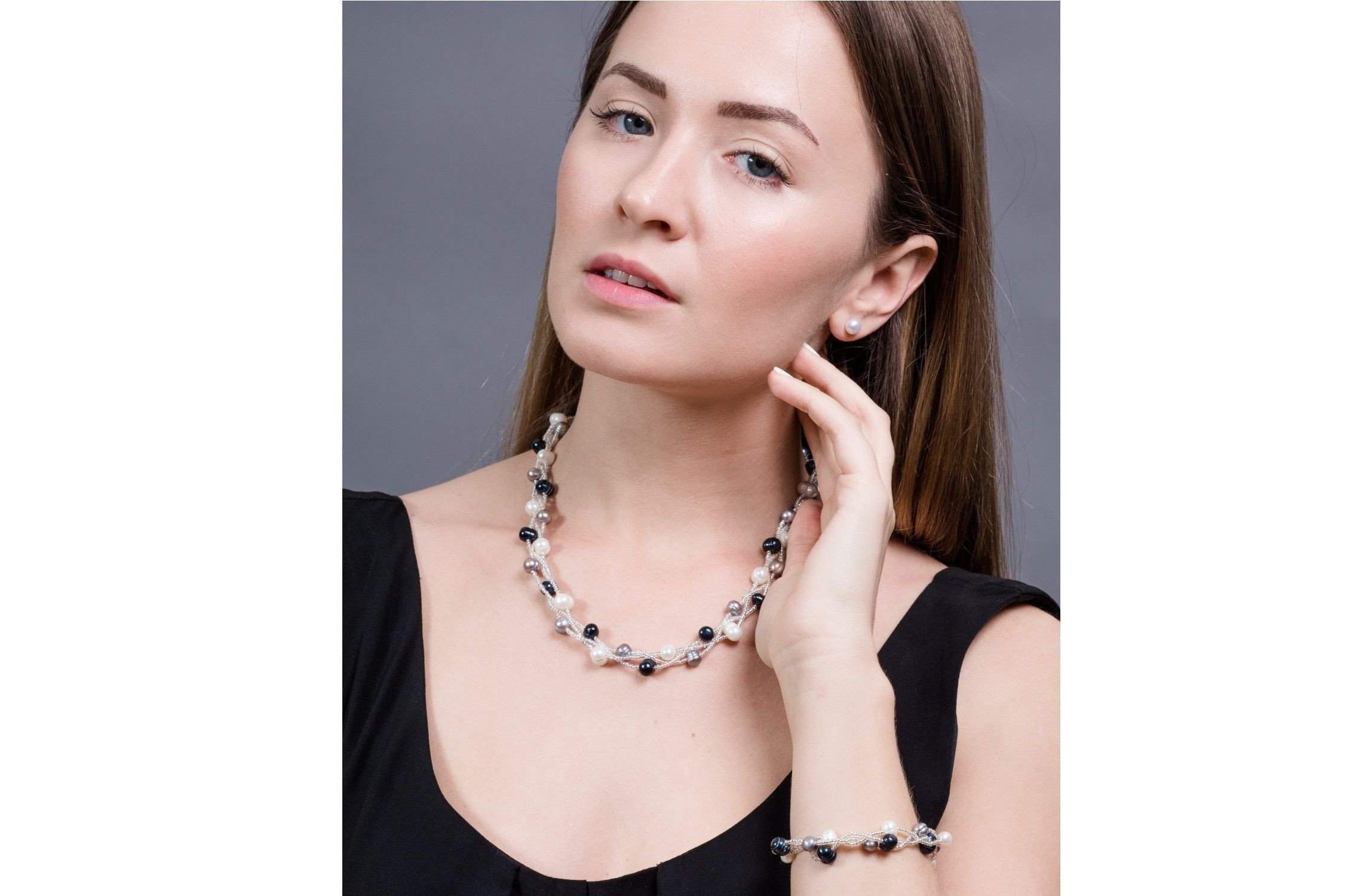 Braided Multi-Color Freshwater Pearl Necklace 7mm-Pearl Rack