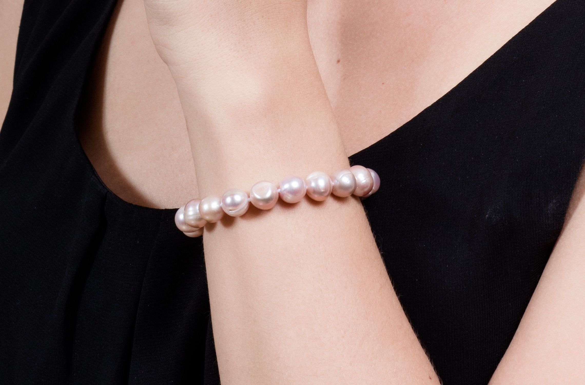 Single Strand Purple Freshwater Pearl Bracelet 9-10mm-Pearl Rack