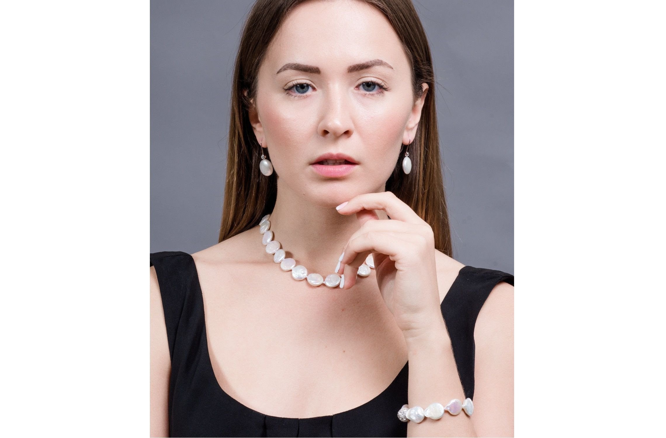 White Freshwater Coin Pearl Bracelet 14-15mm-Pearl Rack