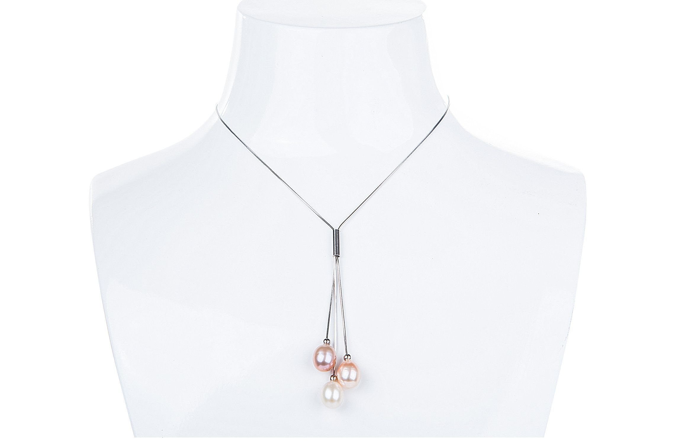 Freshwater Pearl and Sterling Silver (925) Lariat Necklace 9x10mm-Pearl Rack