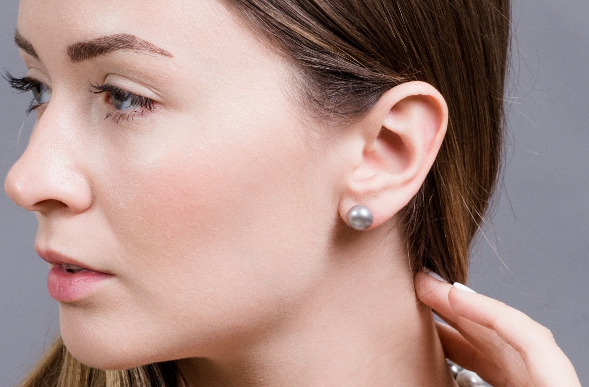 Light Grey Freshwater Pearl Stud Earrings Sterling Silver 10mm-Pearl Rack