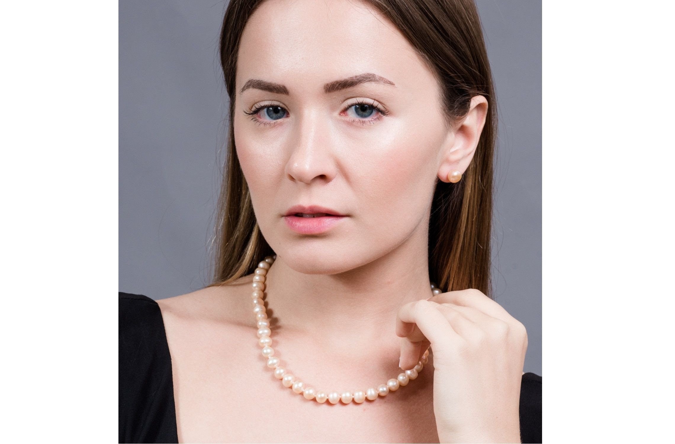 Peach Freshwater Pearl Stud Earrings Sterling Silver 10mm-Pearl Rack