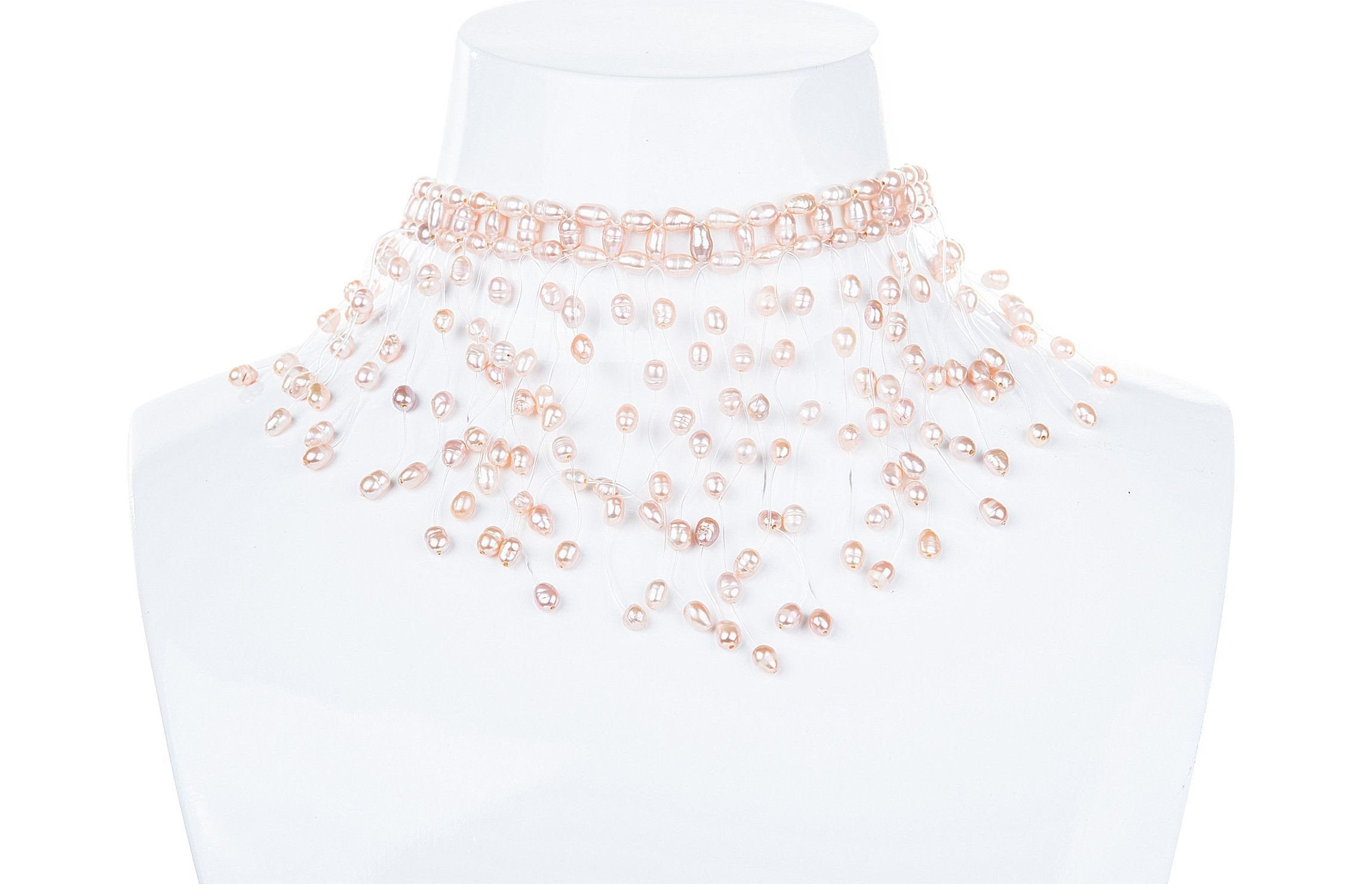 Fancy Peach Rice Shape Freshwater Pearl Necklace-Pearl Rack