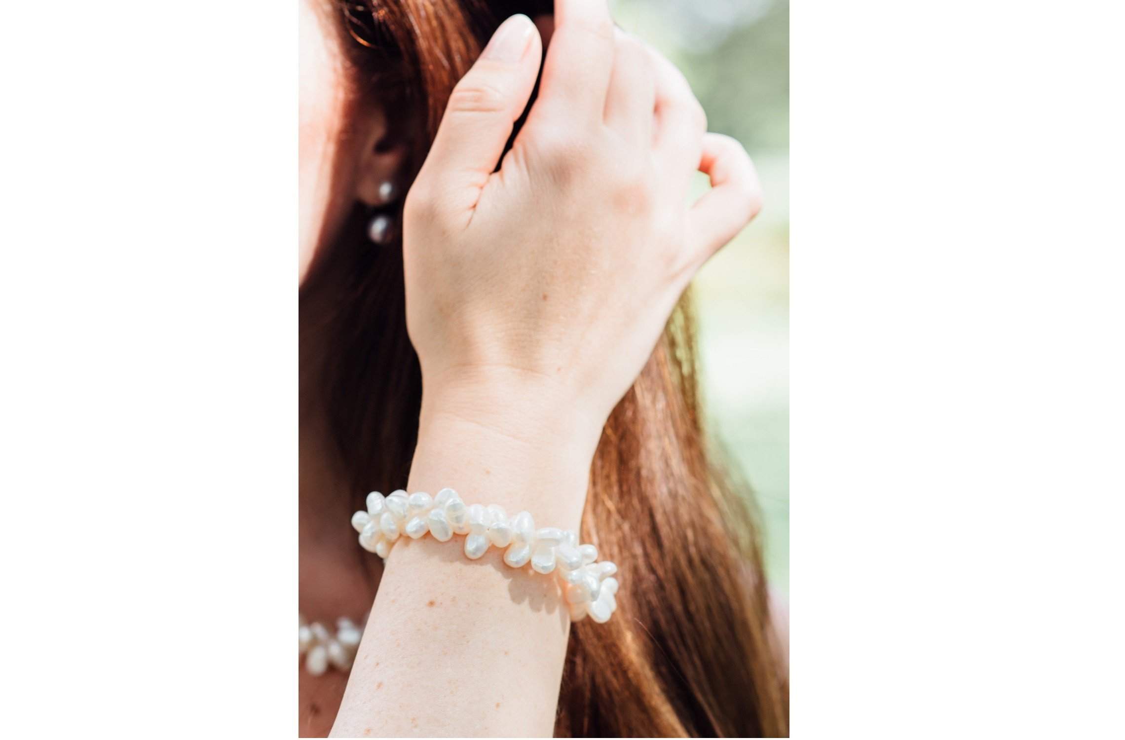 Double Strand Irregular White Freshwater Pearl Bracelet-Pearl Rack