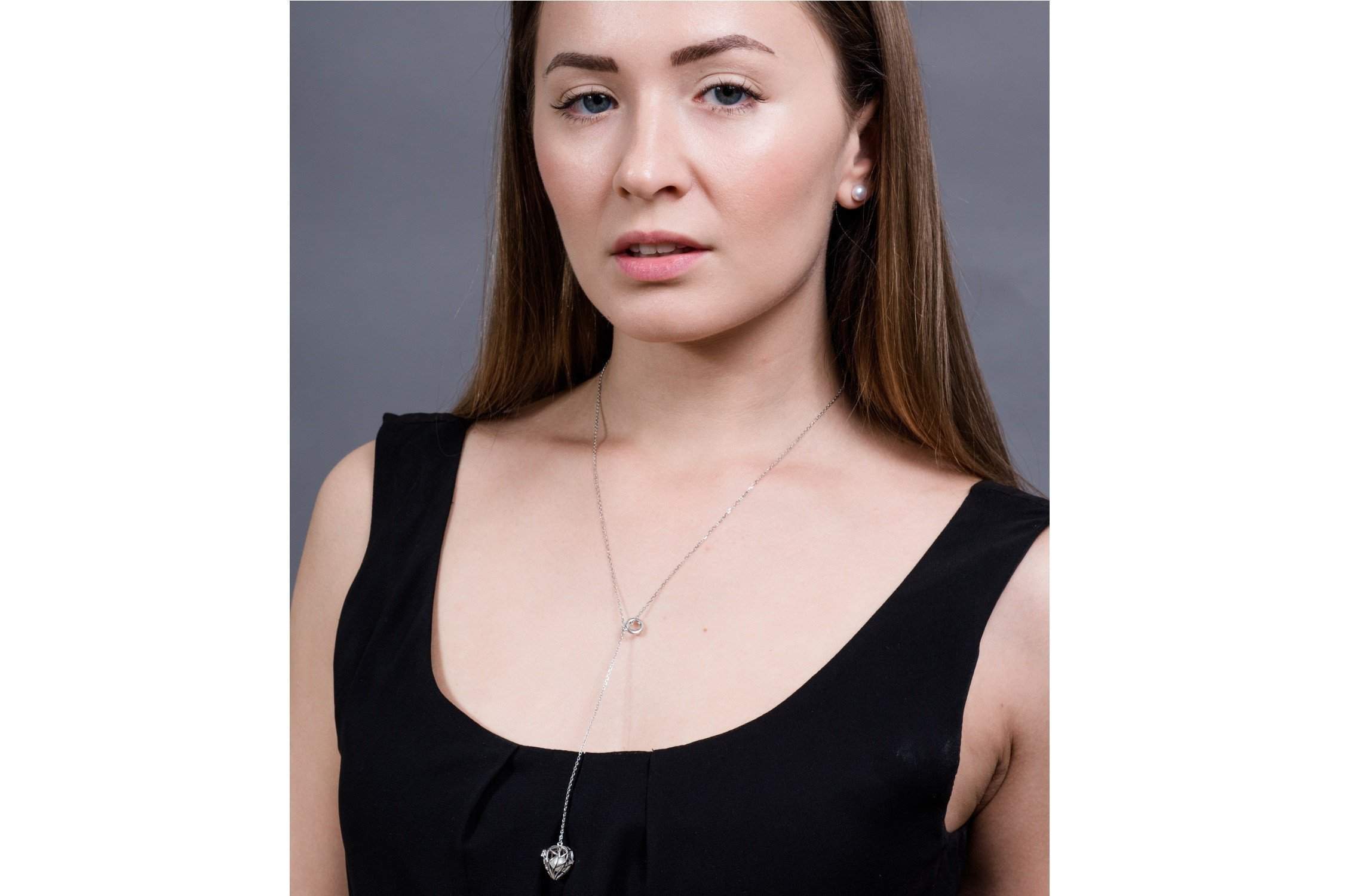 Freshwater Pearl and Sterling Silver (925) Lariat Locket Chain Necklace 7mm-Pearl Rack
