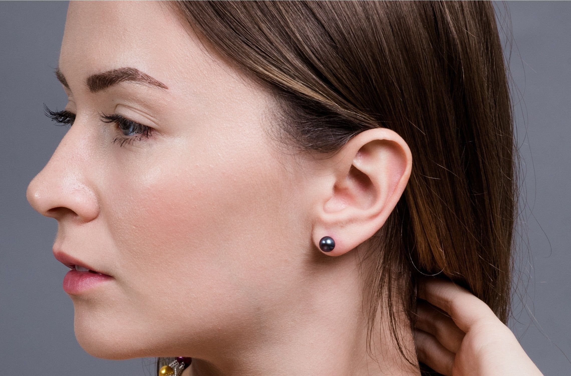 Peacock Blue Freshwater Pearl Stud Earrings Sterling Silver 8mm-Pearl Rack