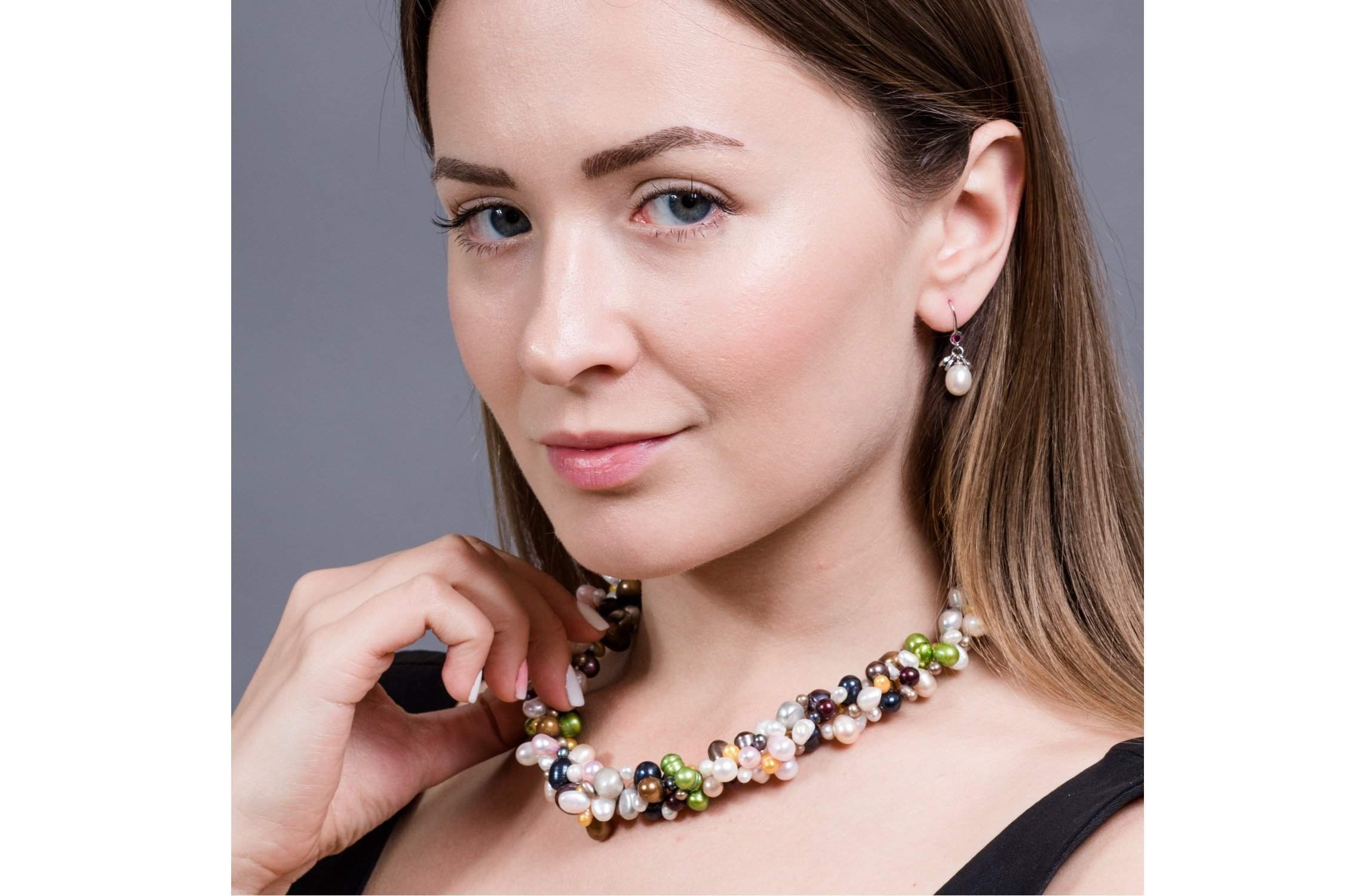 Rice Shape White Cultured Freshwater Pearl Dangle Drop Earring with Sterling Silver 8mm-Pearl Rack