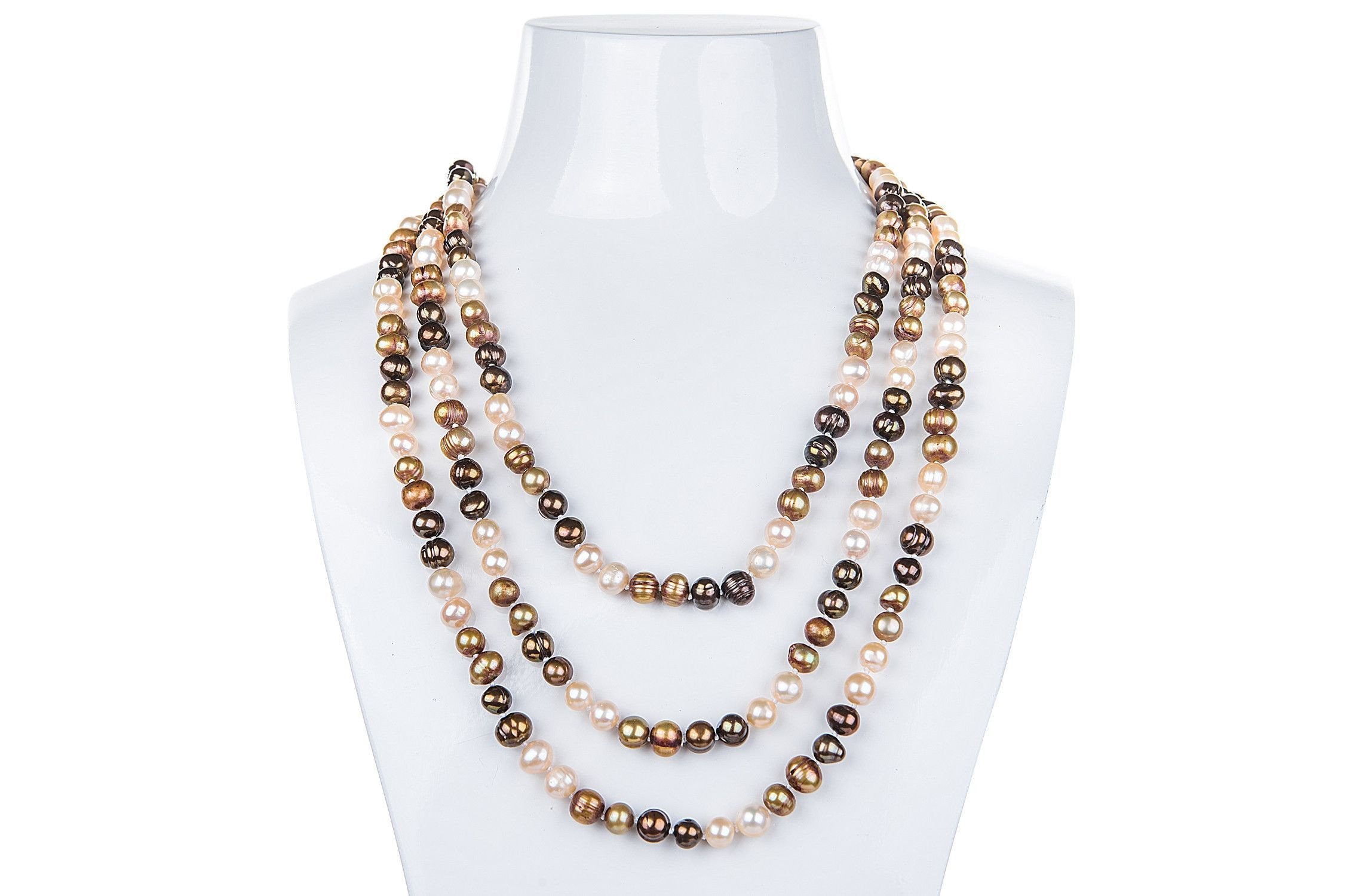 Multi-Color Freshwater Pearl Long Necklace 7mm-Pearl Rack