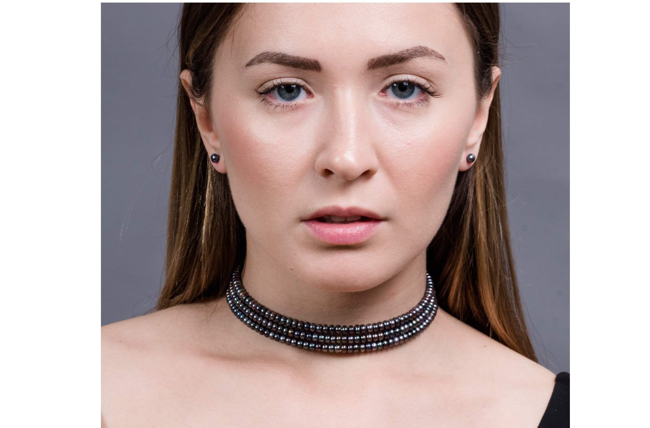 Peacock Blue Freshwater Pearl Choker 5mm-Pearl Rack