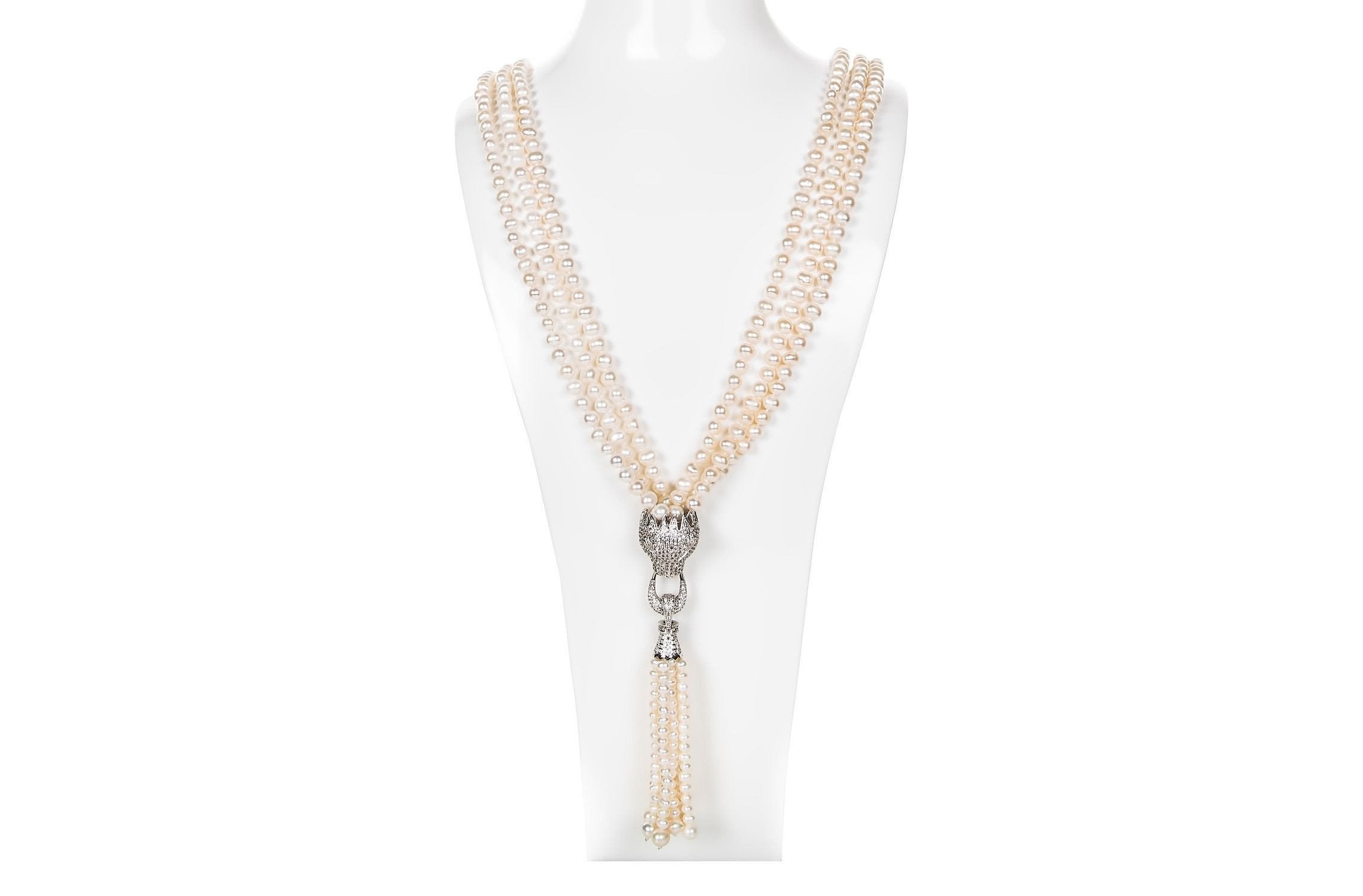 Jaguar White Freshwater Long Pearl Necklace 6-7mm-Pearl Rack