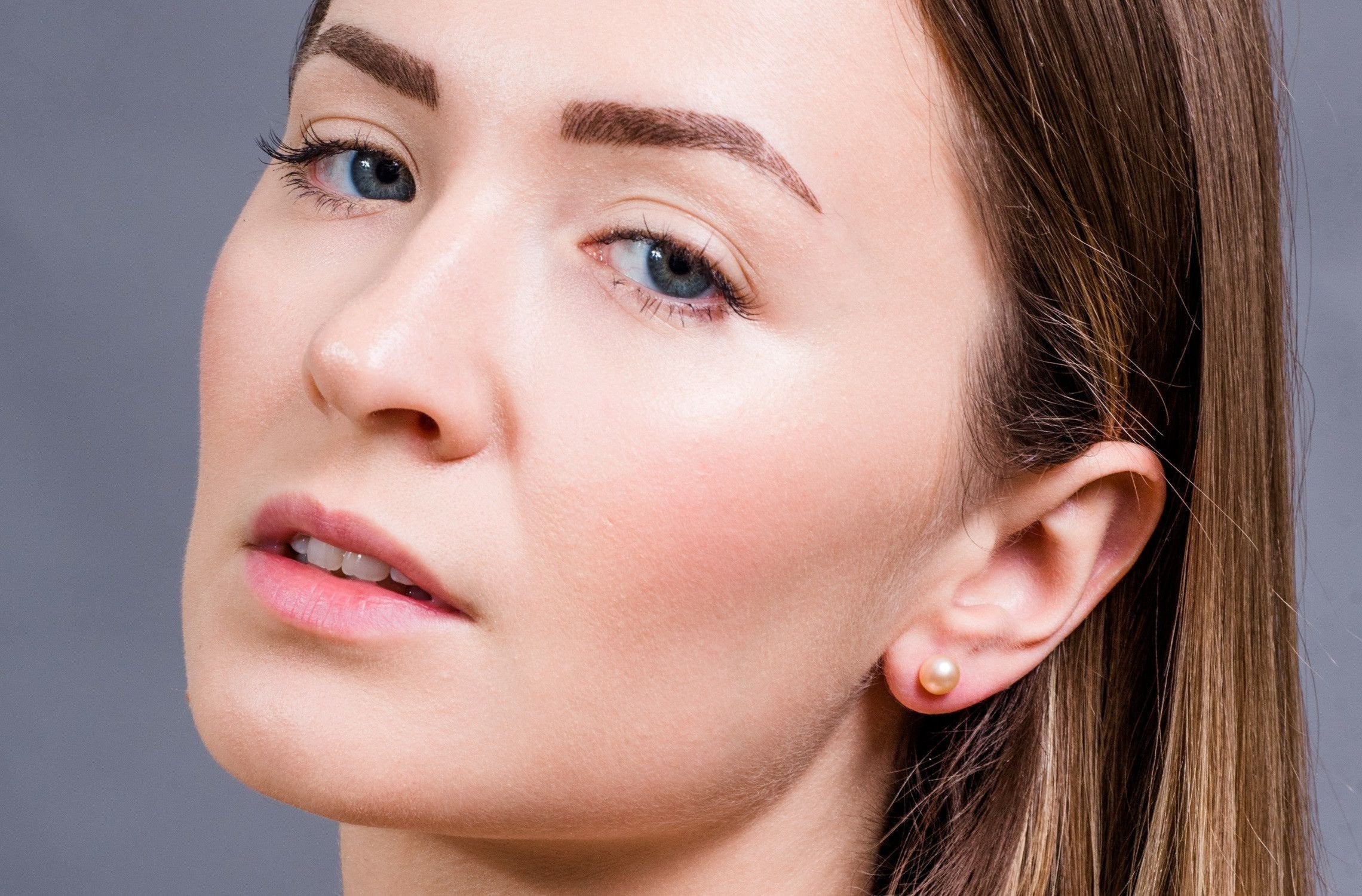 Peach Freshwater Pearl Stud Earrings Sterling Silver 8mm-Pearl Rack