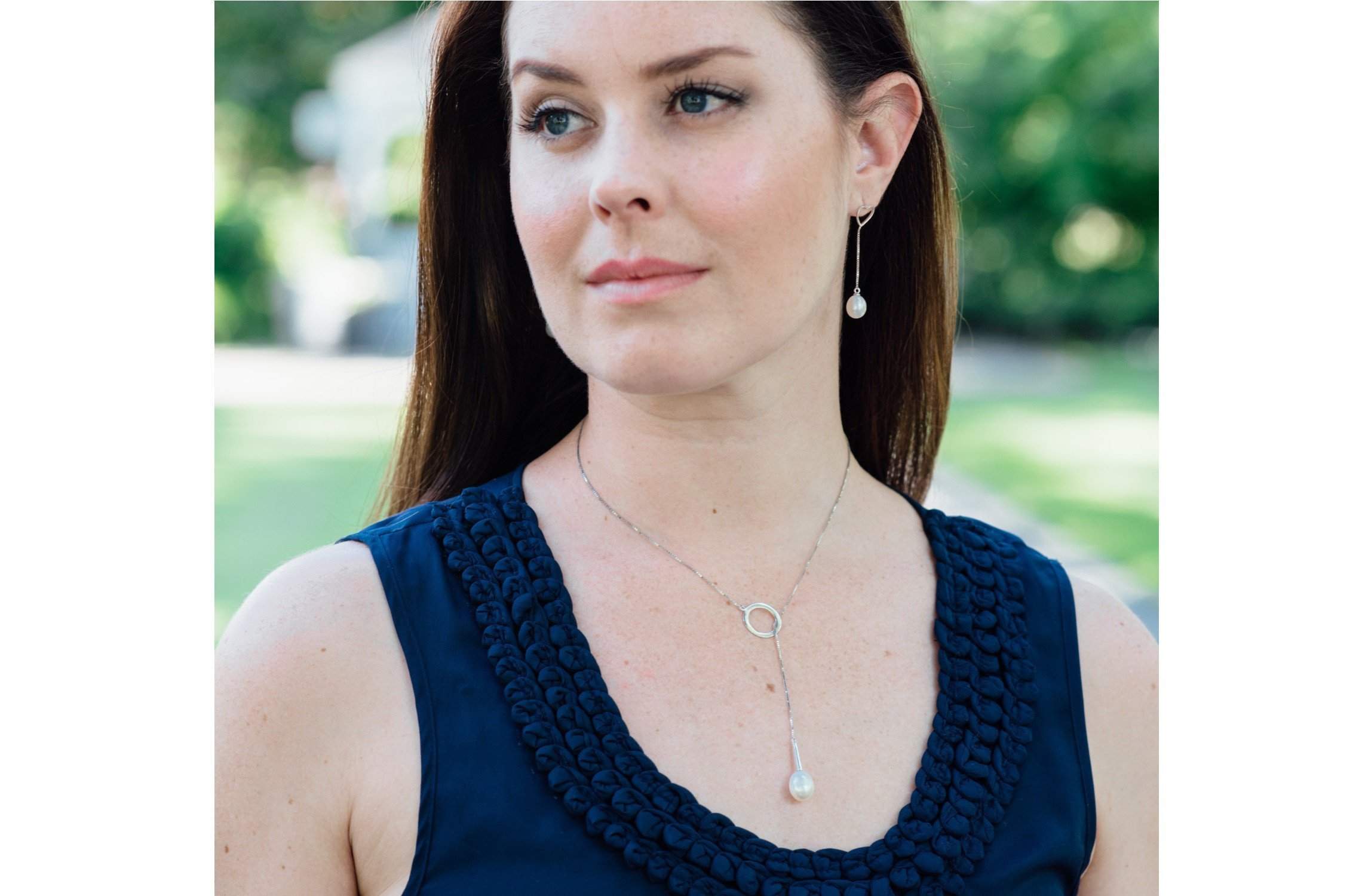 Freshwater Pearl and Sterling Silver (925) Lariat Chain Necklace 10x13mm-Pearl Rack