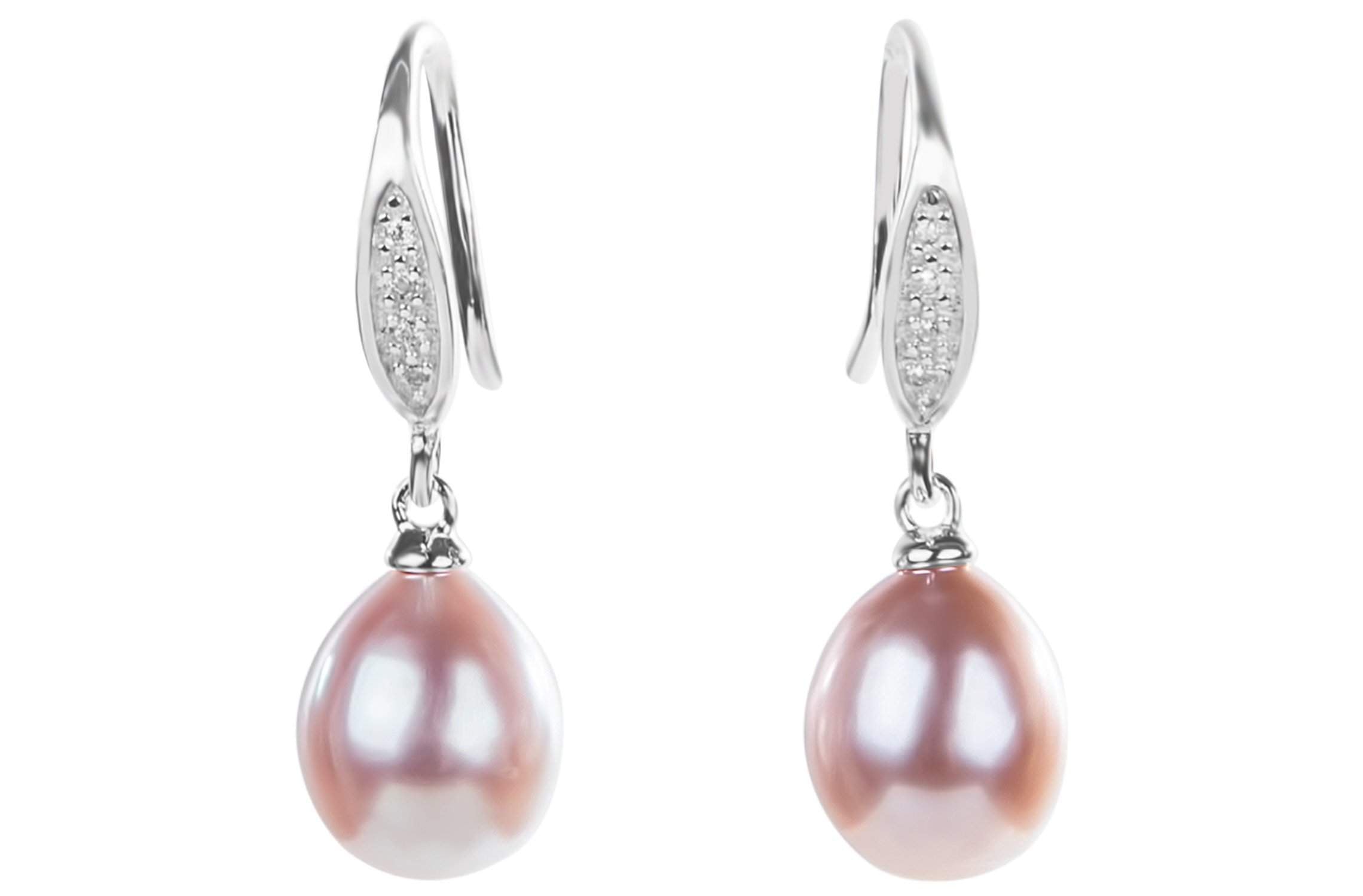 Rice Shape Purple Cultured Freshwater Pearl Dangle Drop Earring with Sterling Silver 9mm-Pearl Rack